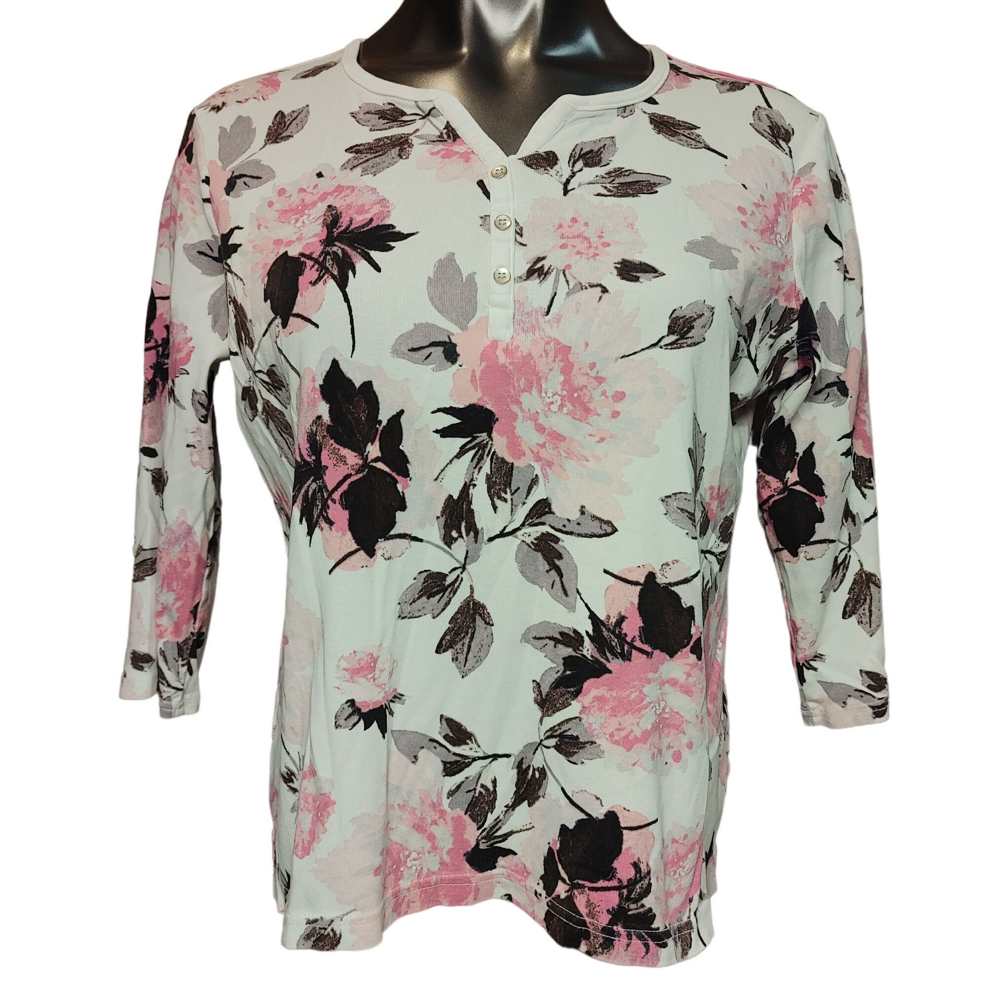Croft & Barrow Croft & Barrow Women's White Floral " The Classic Tee" Long Size L / US 10 / IT 46 - 1 Thumbnail