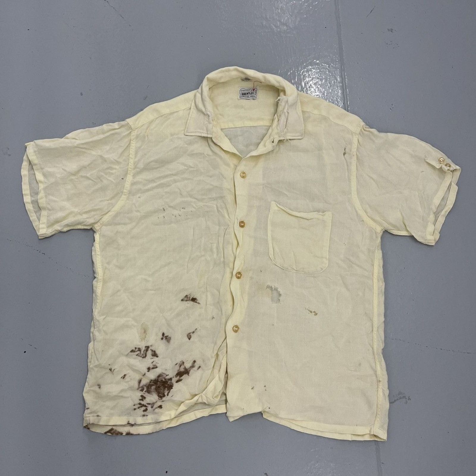 Other Vintage 60s Brentley Yellow Rayon Cotton Loop Collar Size US L / EU 52-54 / 3 - 1 Thumbnail