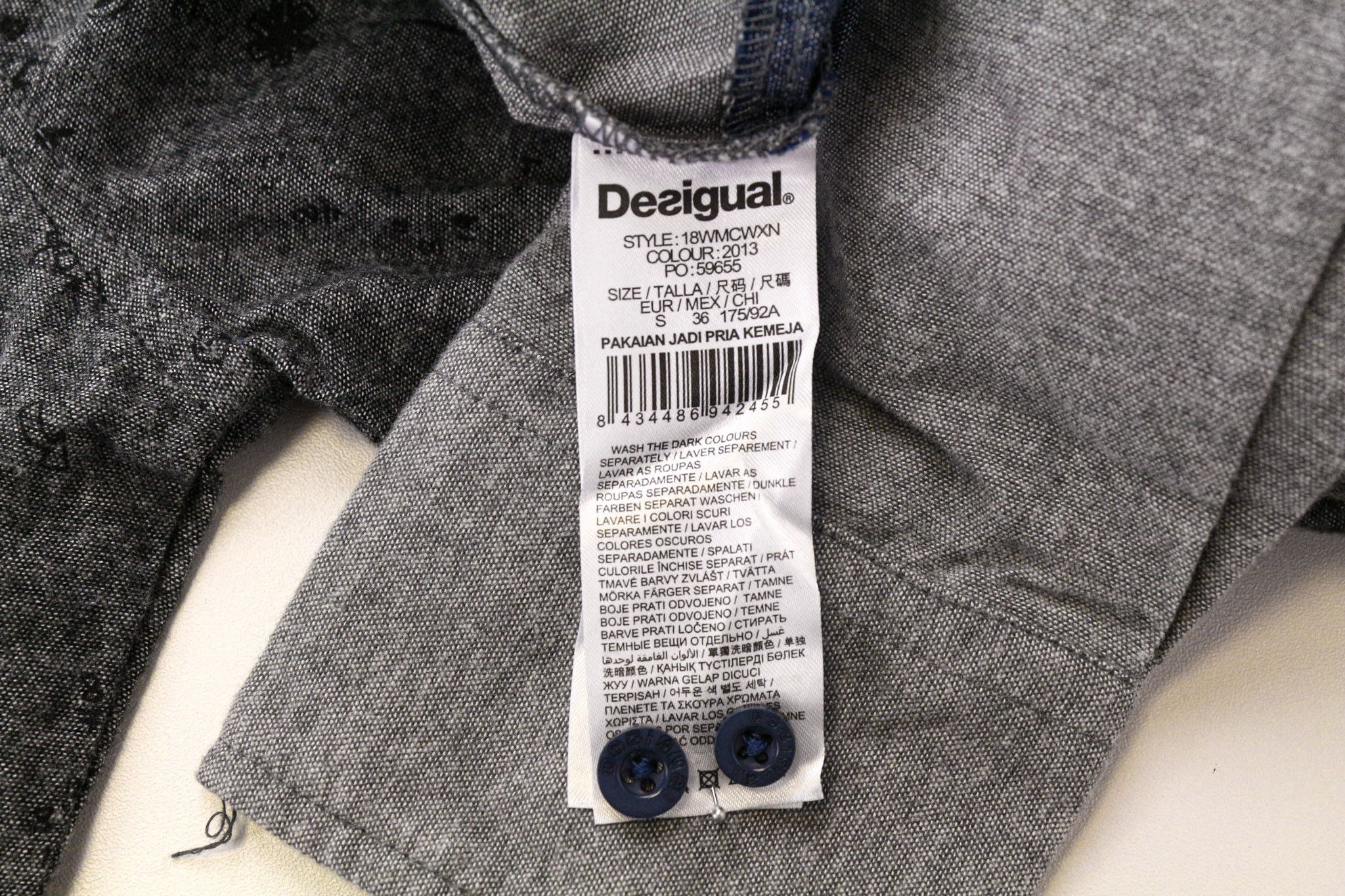 Desigual DIDAC S Grey Cotton Patterned Shirt 74785 Size US S / EU 44-46 / 1 - 7 Thumbnail