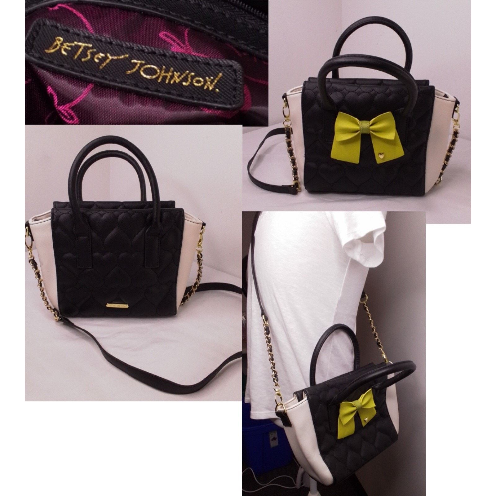 Betsey Johnson Betsey Johnson Bow Handbag Black &White w/ Bow #J2091 Size ONE SIZE - 1 Thumbnail