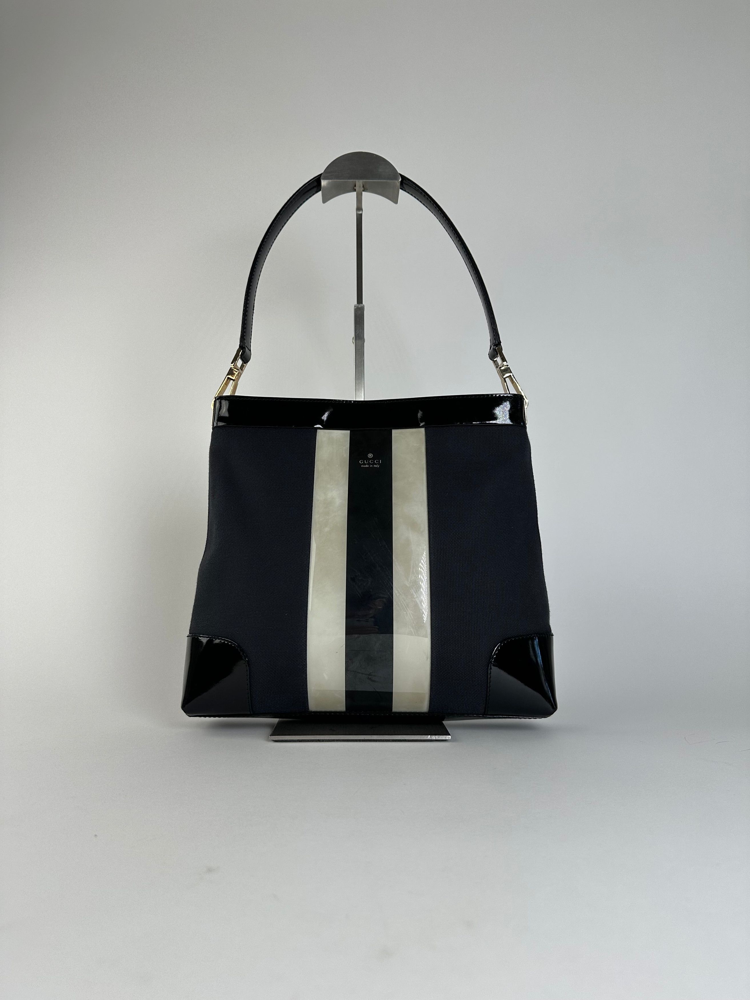 Gucci Vintage Canvas Shoulder Bag Black White Size ONE SIZE - 1 Thumbnail
