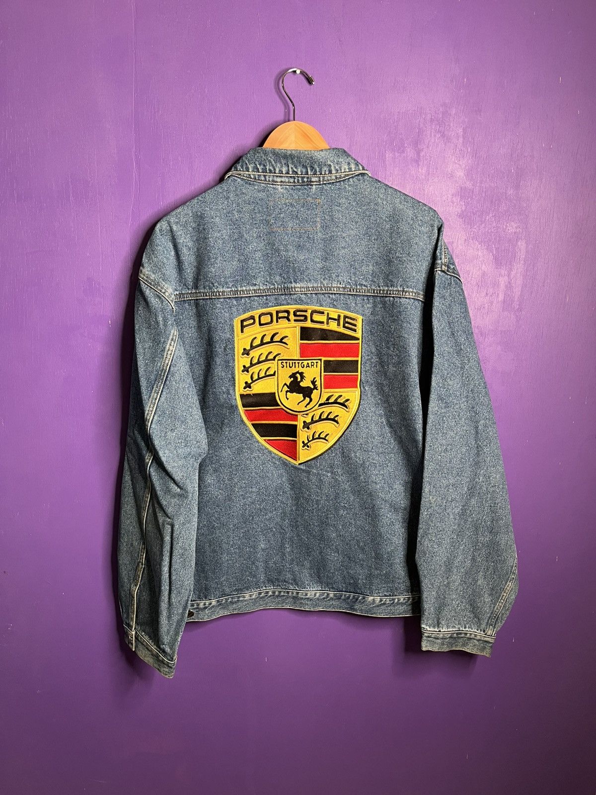 Vintage Vintage 90s Porsche big logo denim jacket Size US XXL / EU 58 / 5 - 2 Thumbnail