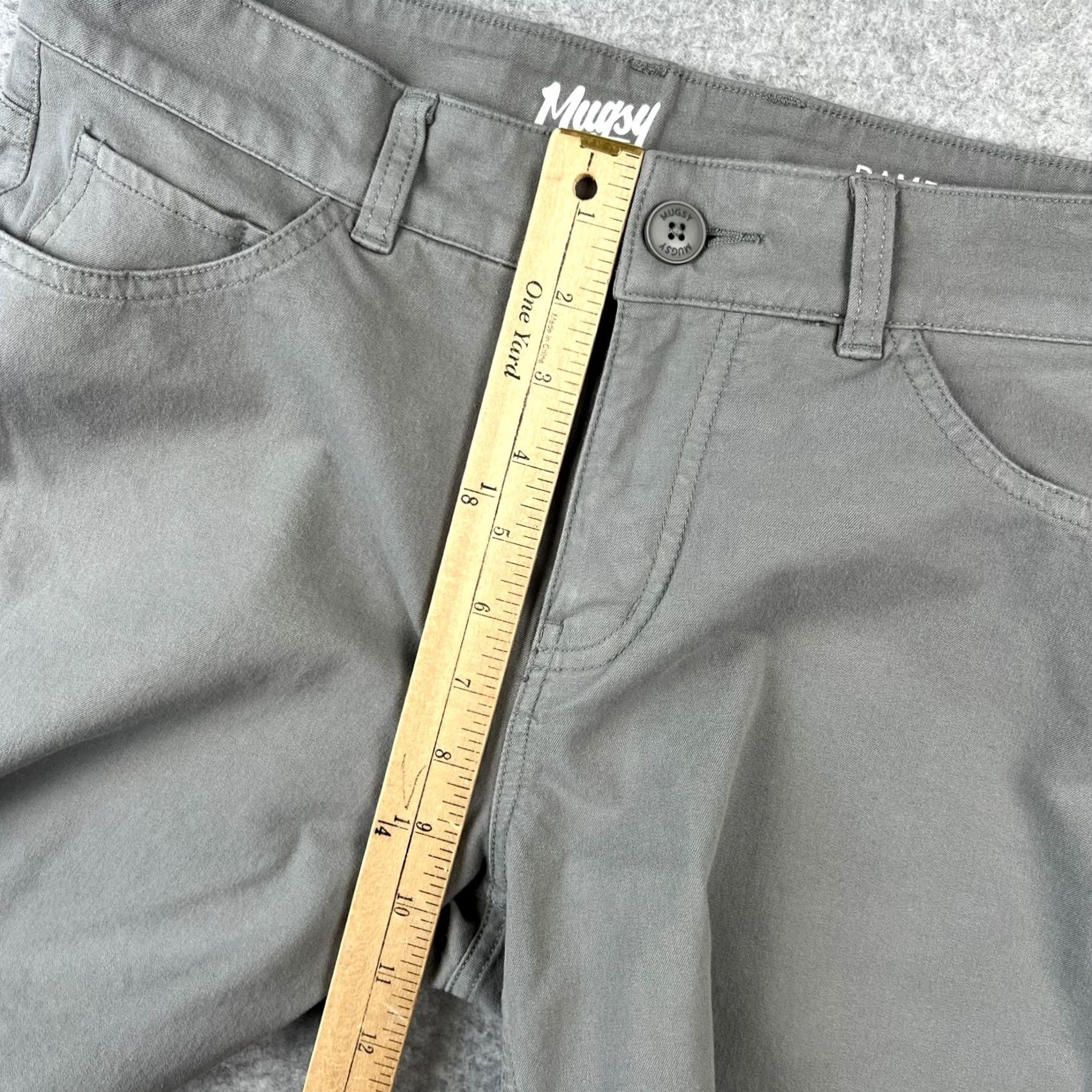 Vintage Mugsy Damens Chino Shorts Mens 30x7 Grey Cotton Stretch Flat Front Size US 30 / EU 46 - 6 Thumbnail