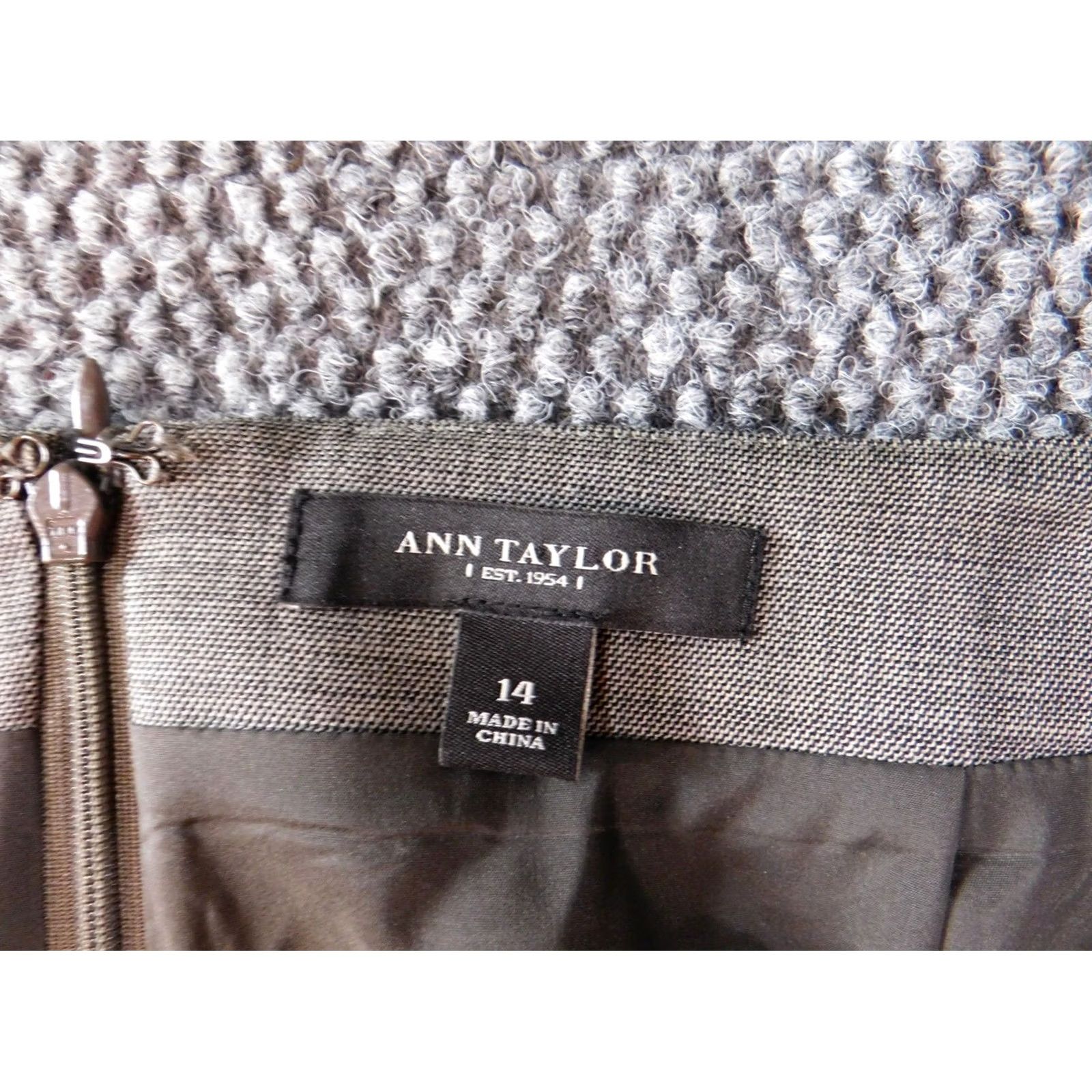 Loft LOFT Skirt Womens 14 Gray A-Line Knee Length Wool Stretch Zip - LOFT - Petites - Wool - 14 - Gray - A-Line - Knee Length - Womens Size 36" / US 14 / IT 50 - 7 Thumbnail