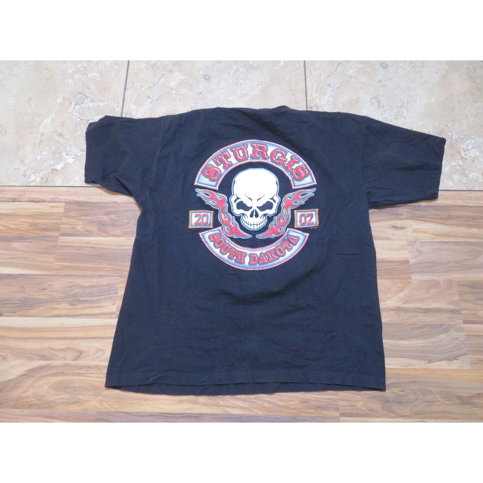 Other Sturgis 2002 Skull Double Sided Graphic Black T-shirt sz XL Size US XL / EU 56 / 4 - 1 Thumbnail