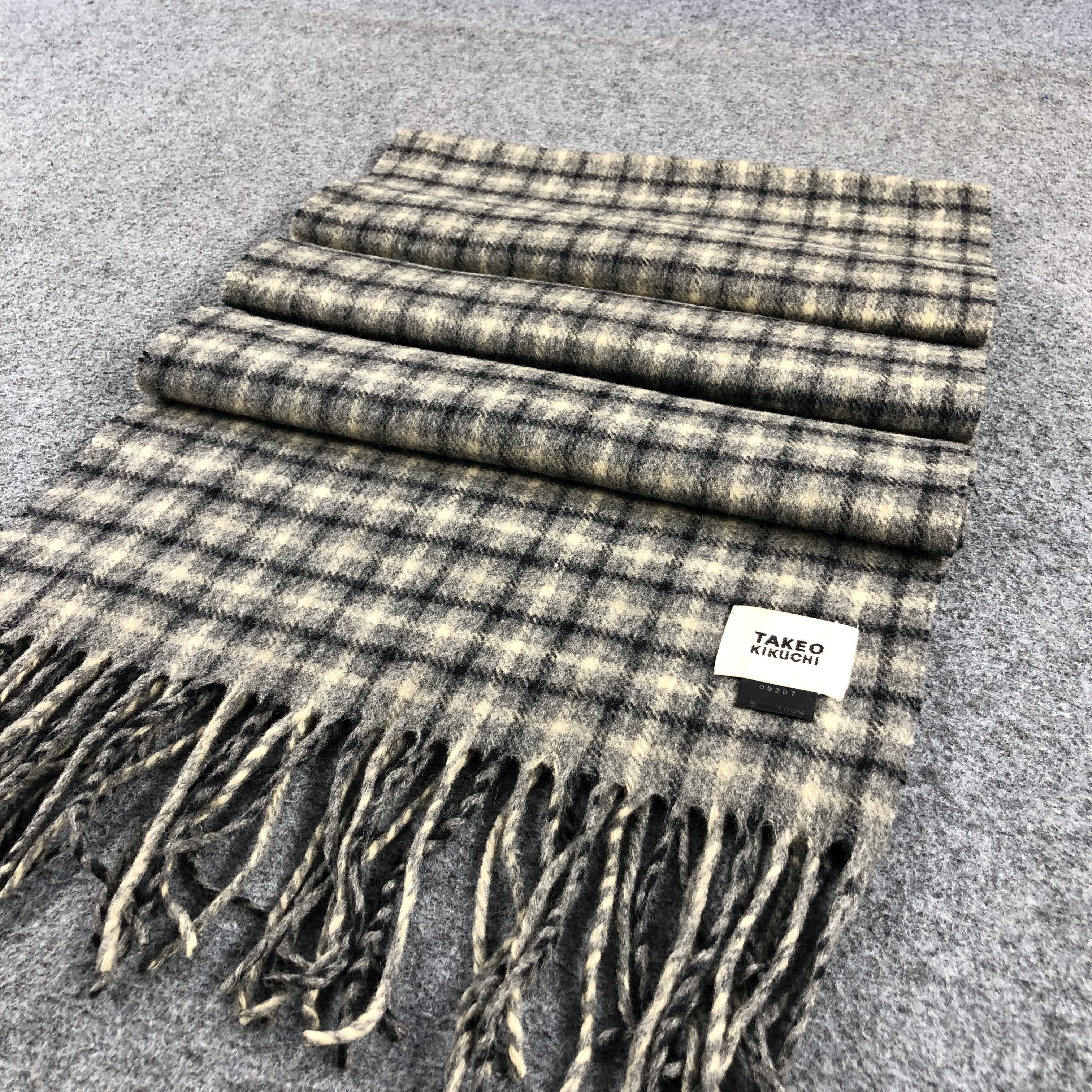 Takeo Kikuchi Takeo Kikuchi Gingham Wool Scarf Muffler V808 Size ONE SIZE - 3 Thumbnail