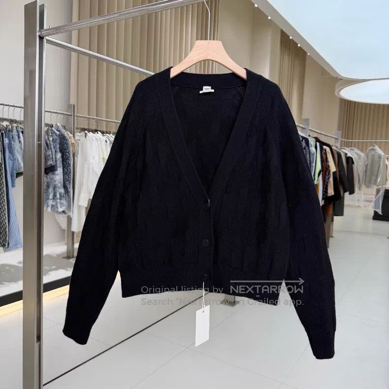 Hermes Hermes Black Striped H Monogram Wool Knit Cardigan Size S / US 4 / IT 40 - 1 Thumbnail