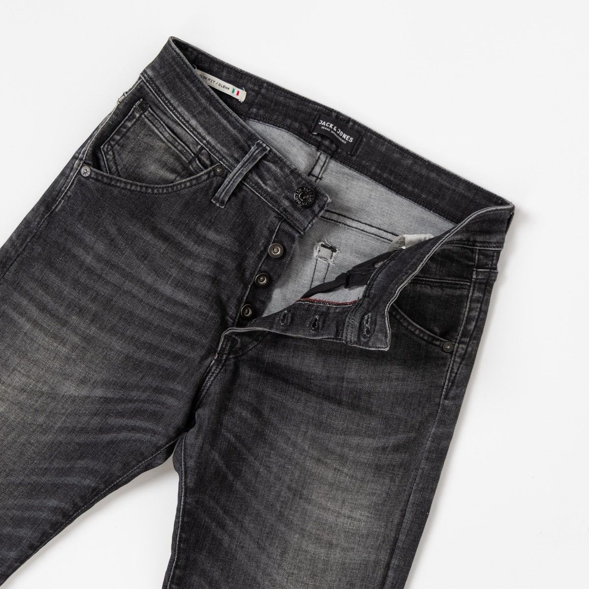 Jack & Jones Jack & Jones Glenn Fox Mens Slim Fit Jeans Grey Washed Size US 29 - 3 Thumbnail