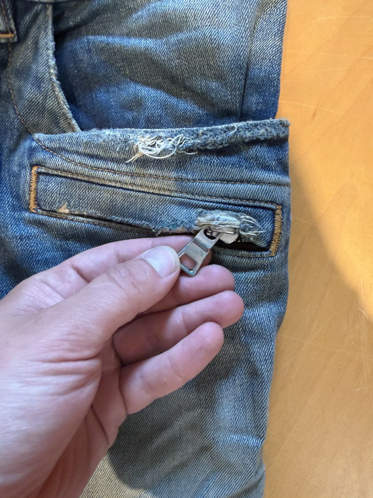 Balmain Balmain biker denim distressed blue fade Size US 31 - 7 Thumbnail