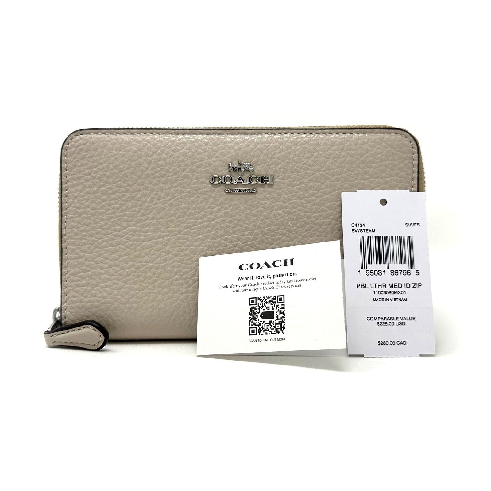 Coach Coach Medium Id Zip Wallet in Steam Gray Leather C4124 New Size ONE SIZE - 2 Thumbnail