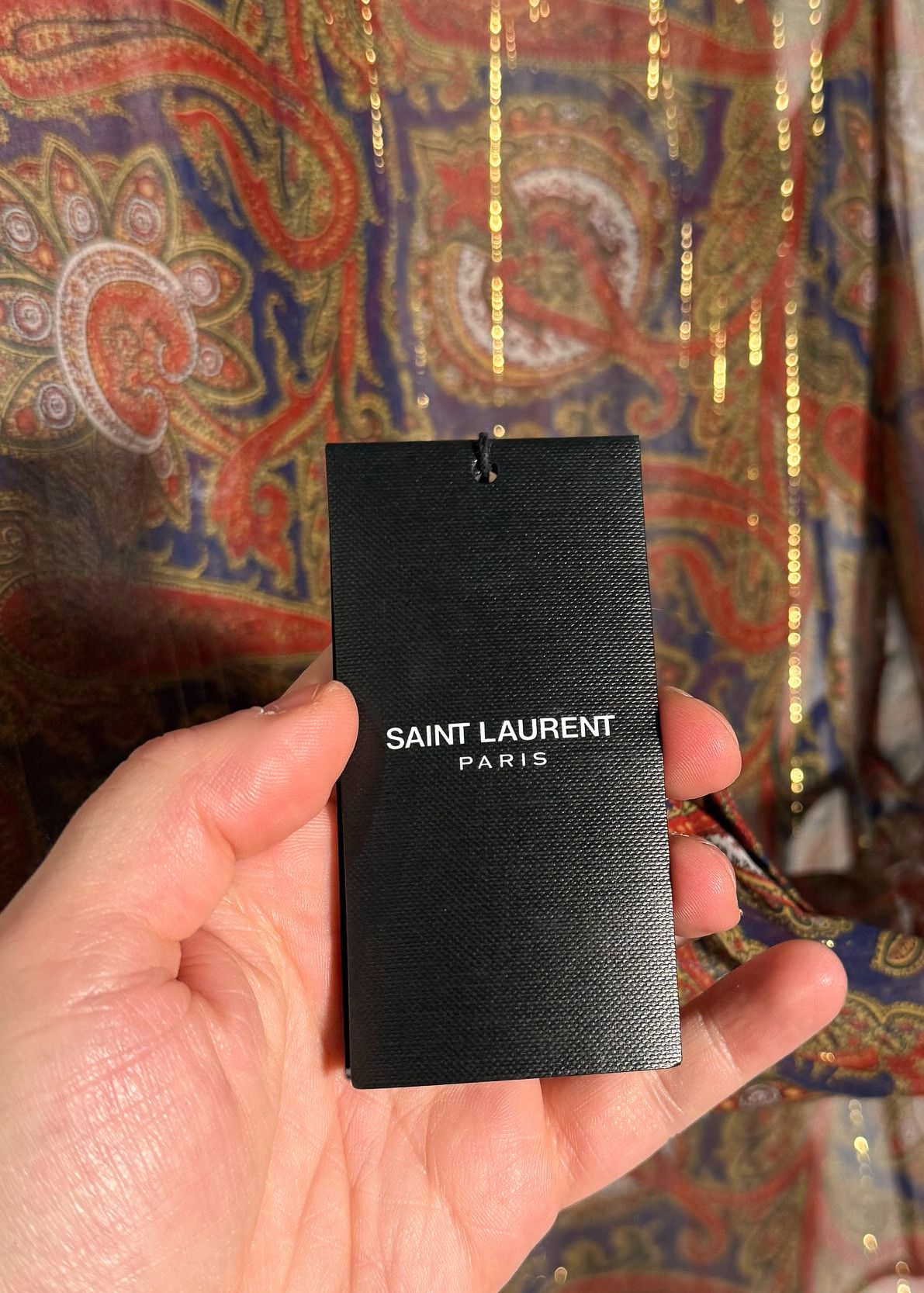 Yves Saint Laurent Saint Laurent FW18 Paisley Metallic Silk Sheer Blouse Size XS / US 0-2 / IT 36-38 - 9 Thumbnail