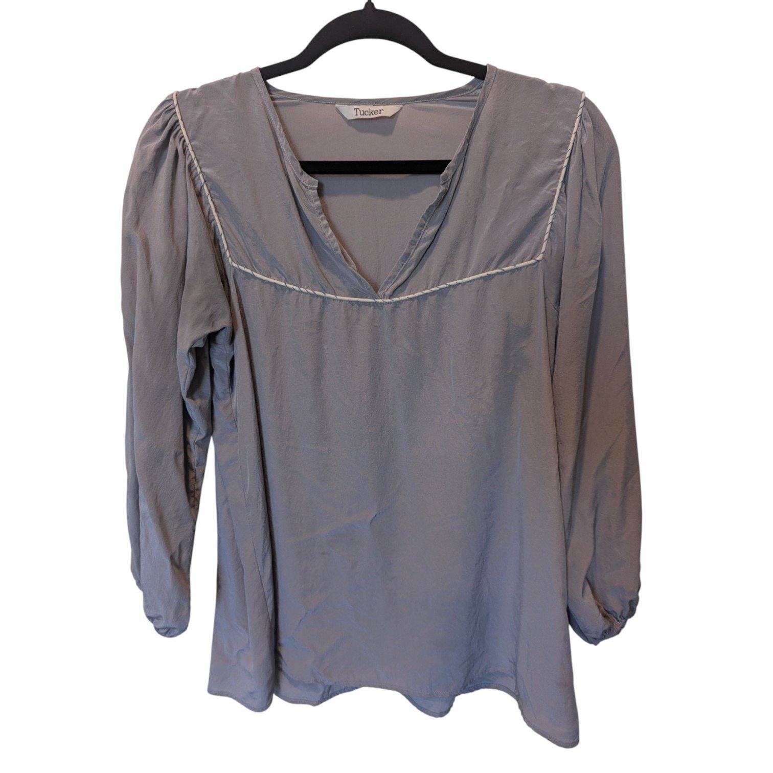 Other Tucker Grey Silk Peasant Balloon Sleeve Blouse Medium Size M / US 6-8 / IT 42-44 - 2 Thumbnail