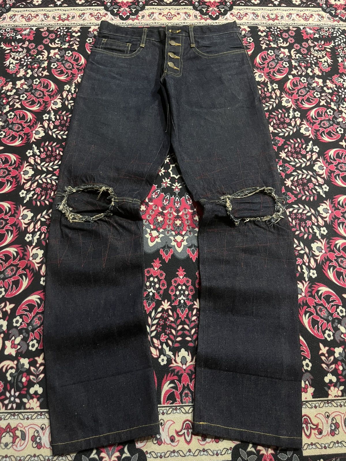 Christopher Nemeth ⚡️Designer⚡️Christopher Nemeth Deconstructed Raw Indigo Jeans Size US 30 / EU 46 - 1 Thumbnail
