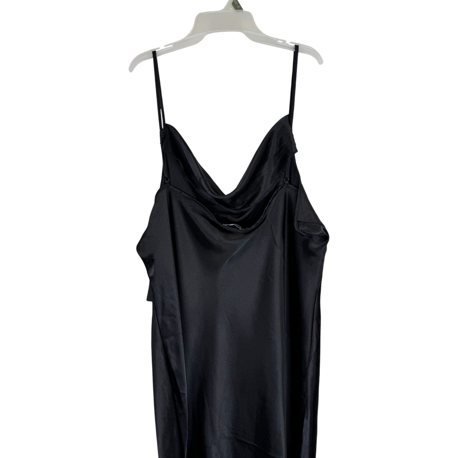 Bebe Bebe Dress 3X Black Slip Midi Cowl Neck Satin Style Size 3XL / US 20-22 - 7 Thumbnail