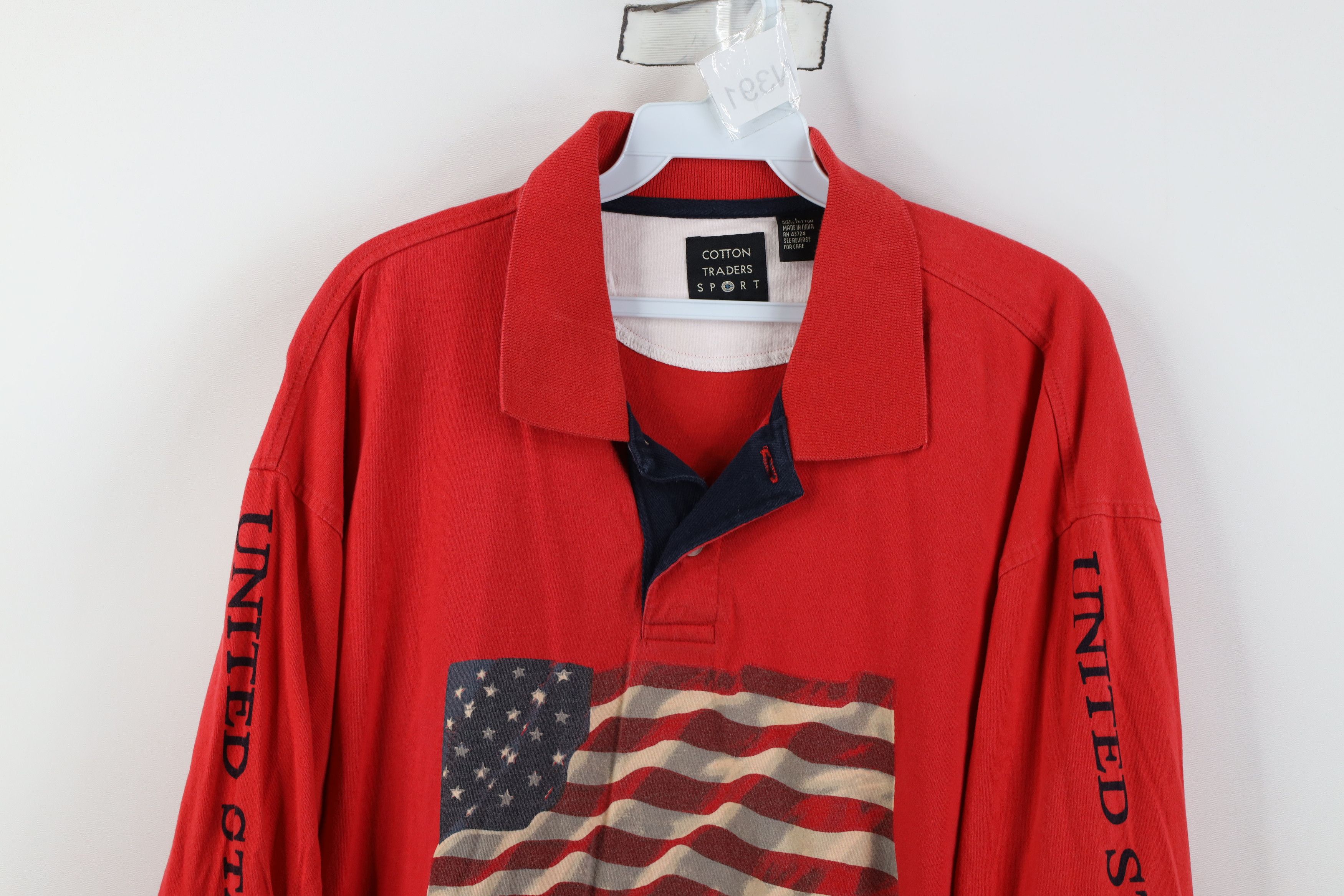 Vintage Vintage 90s United States of America Flag Long Sleeve Polo Size US L / EU 52-54 / 3 - 2 Thumbnail