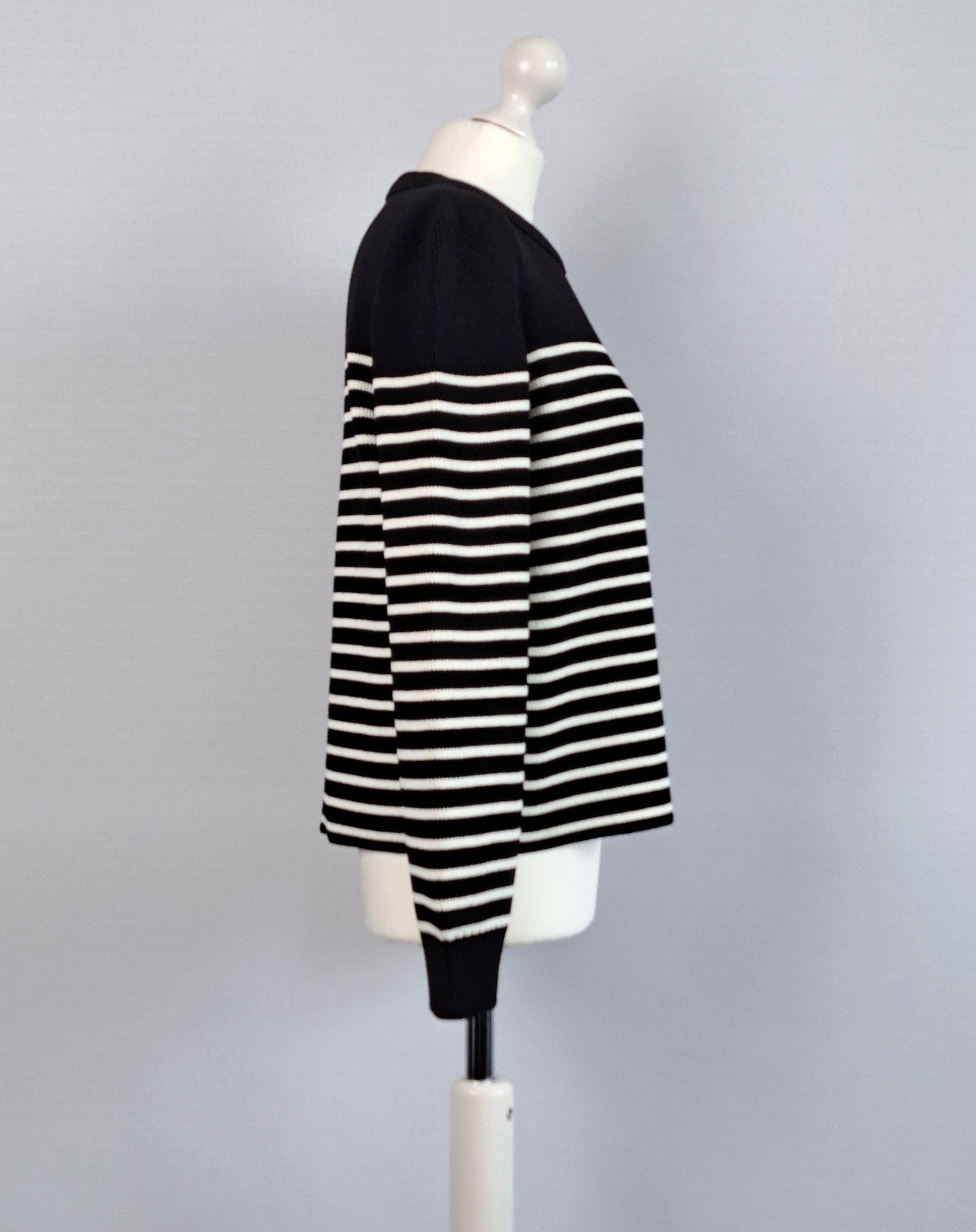 Saint Laurent Paris SAINT LAURENT Paris wool/cotton striped sweater. Size L / US 10 / IT 46 - 6 Thumbnail