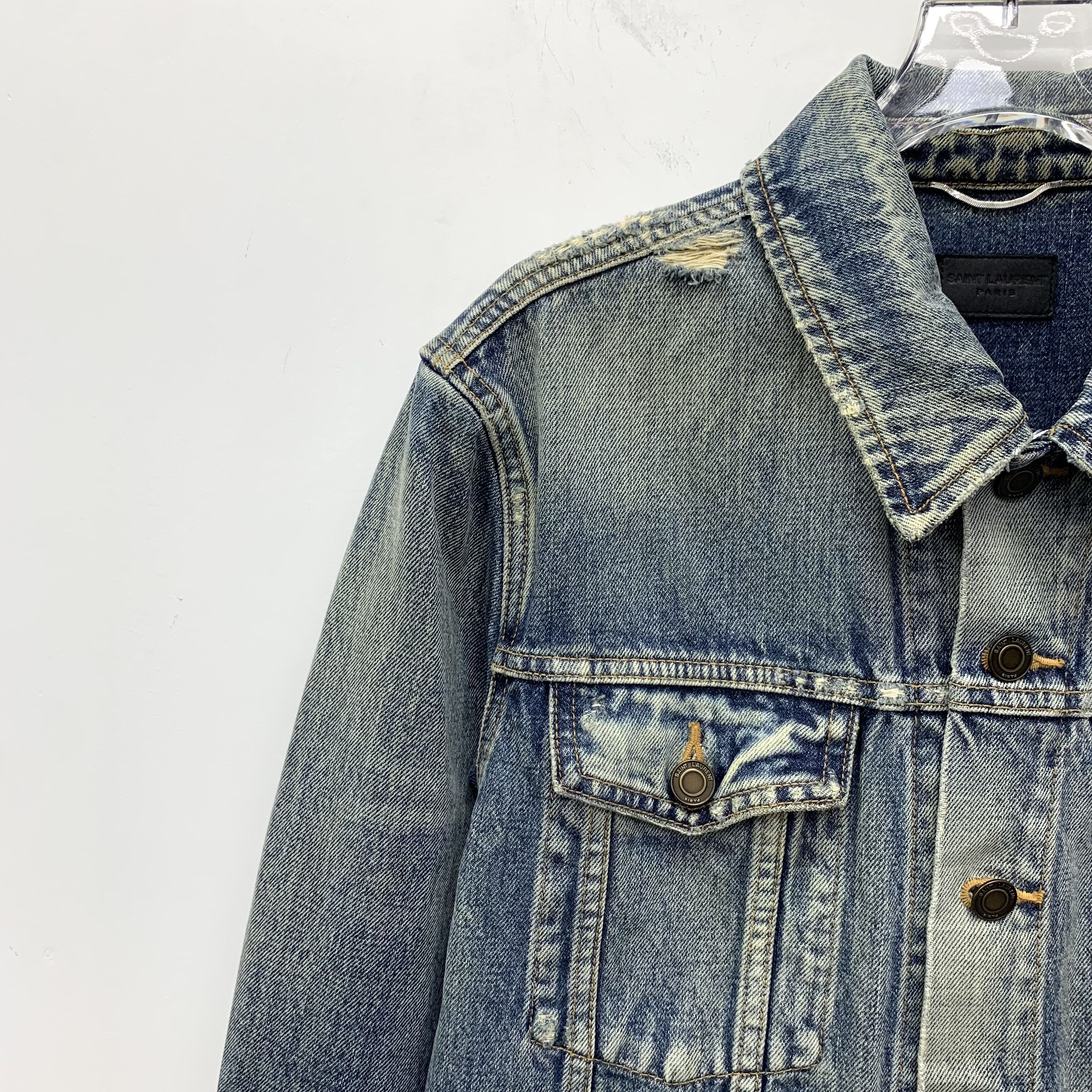 Saint Laurent Paris Saint Laurent Jacket Washed Denim Blue (Size S) Size S / US 4 / IT 40 - 3 Thumbnail