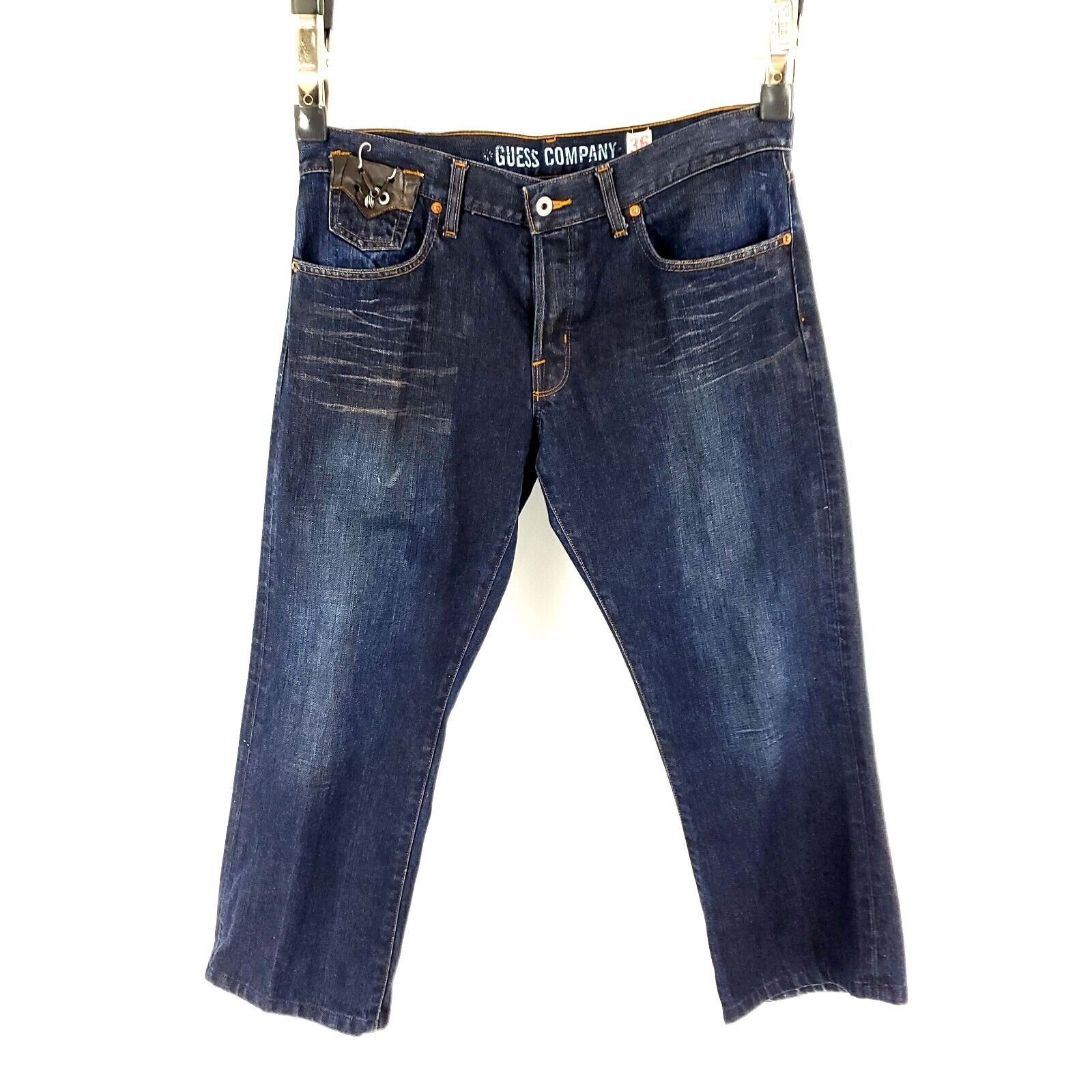 Guess Guess Cotton Denim Jeans 34/26 Dark Blue Natural Crease Low Size US 34 / EU 50 - 9 Thumbnail