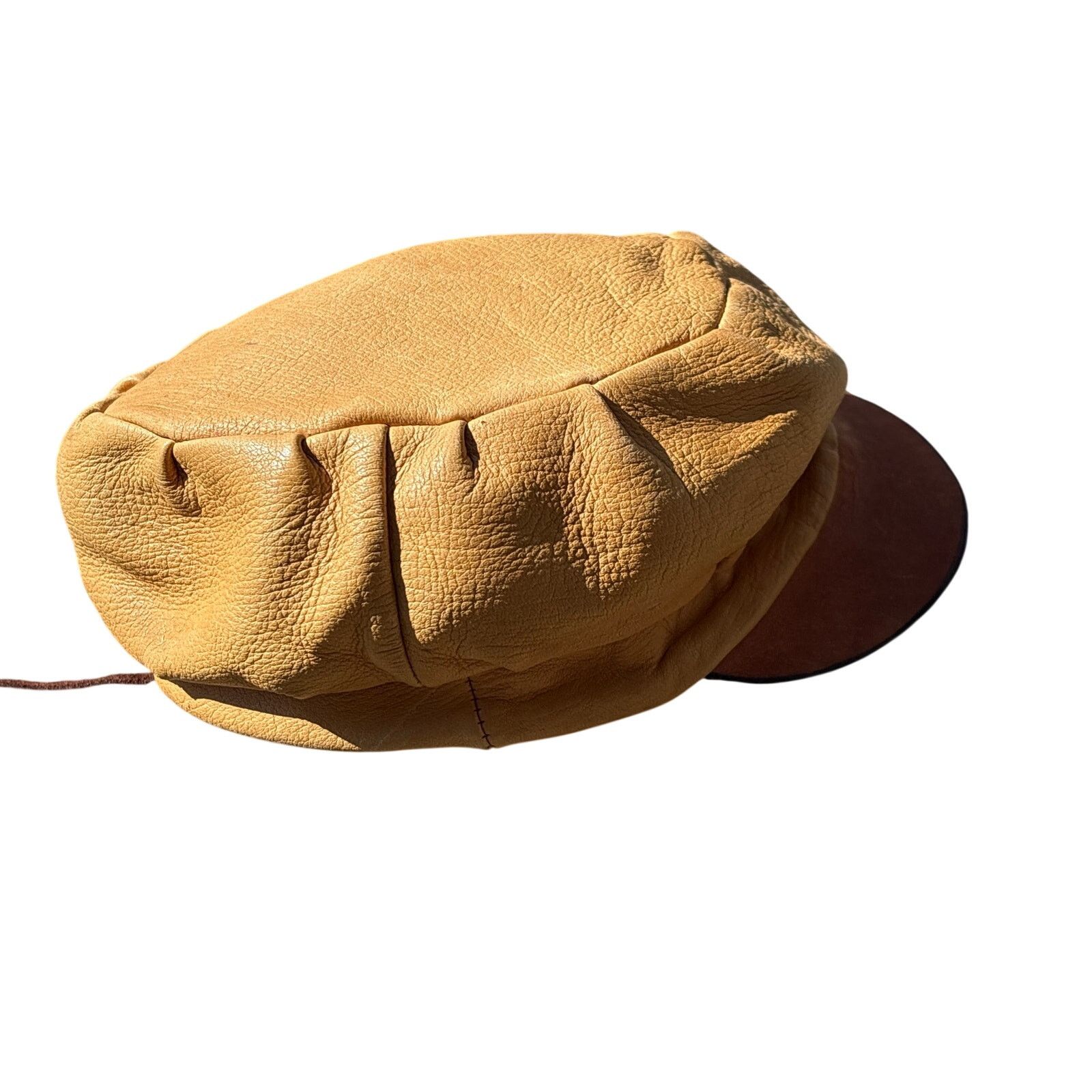 Handmade Vtg handmade Leather newsboy hat cabbie golf cap brim gatsby Size ONE SIZE - 3 Thumbnail