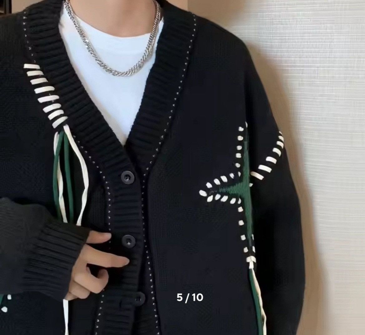 Japanese Brand Black star cardigan knitwear Size US XXL / EU 58 / 5 - 3 Thumbnail