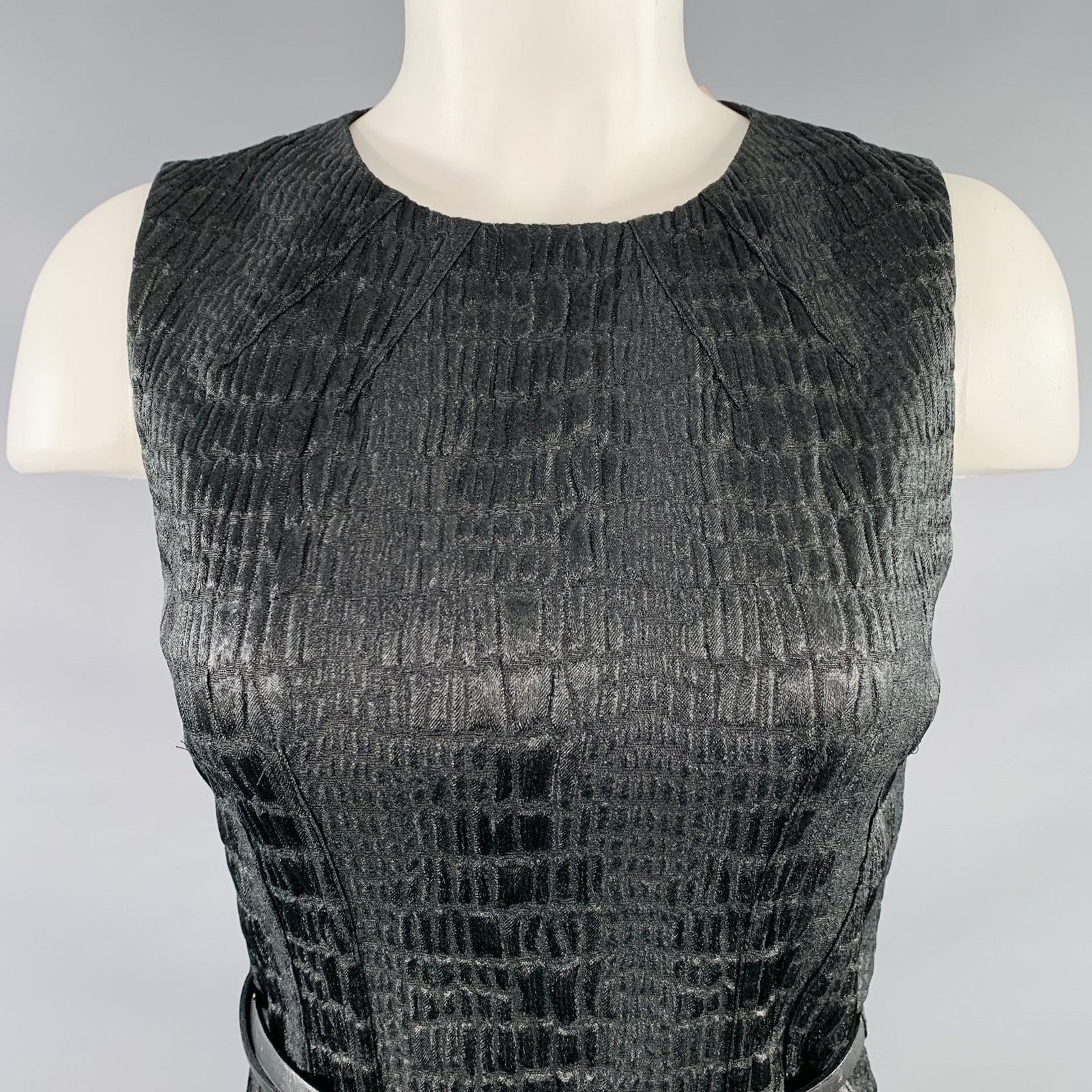 Elie Tahari ELIE TAHARI Black Polyester Blend Sleeveless Midi Dress Size XS / US 0-2 / IT 36-38 - 2 Thumbnail