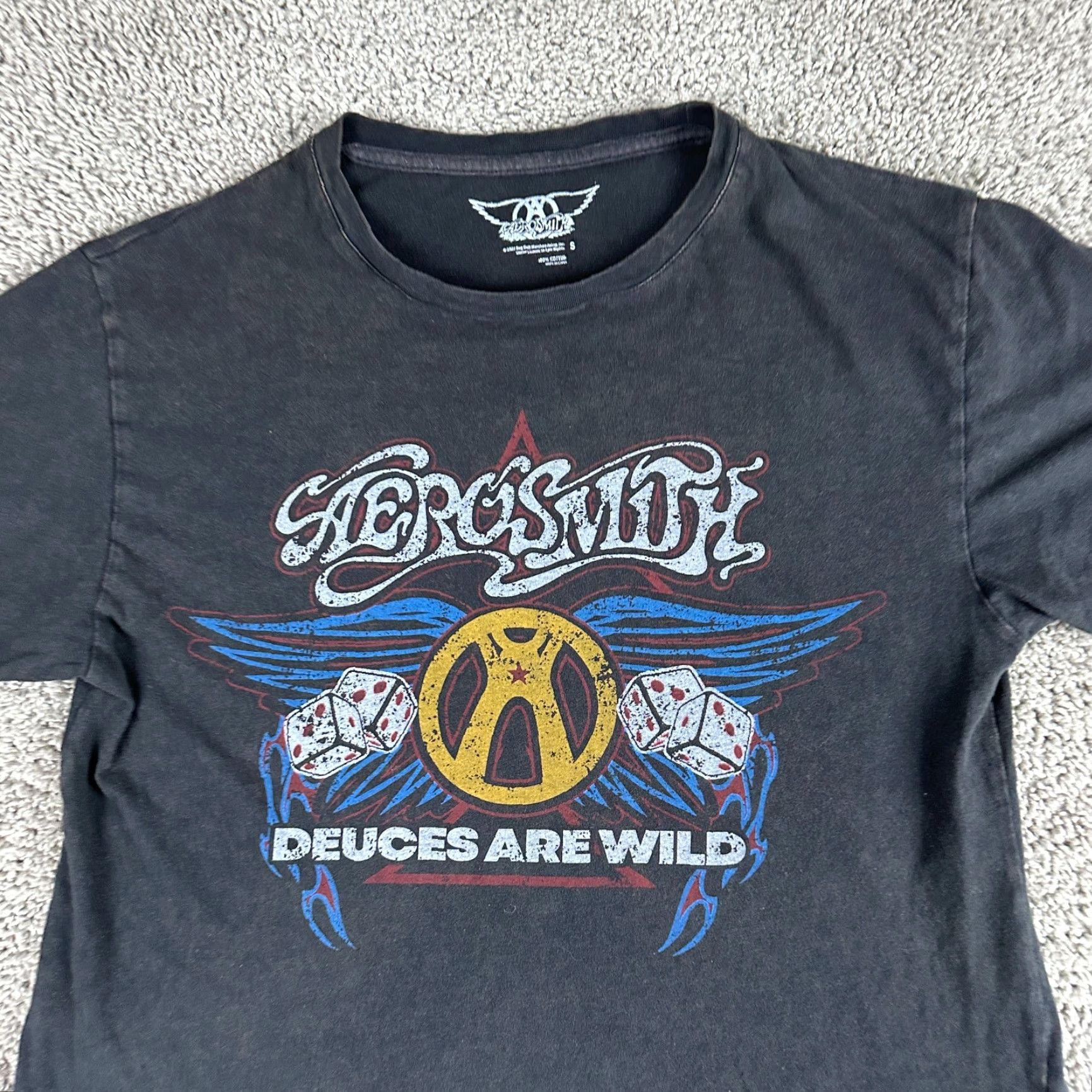 Aerosmith Aerosmith Shirt Womens Small Black Blue Deuces Are Wild Music Short Sleeve Shirt Womens Small Black Color Black Size S / US 4 / IT 40 - 3 Thumbnail