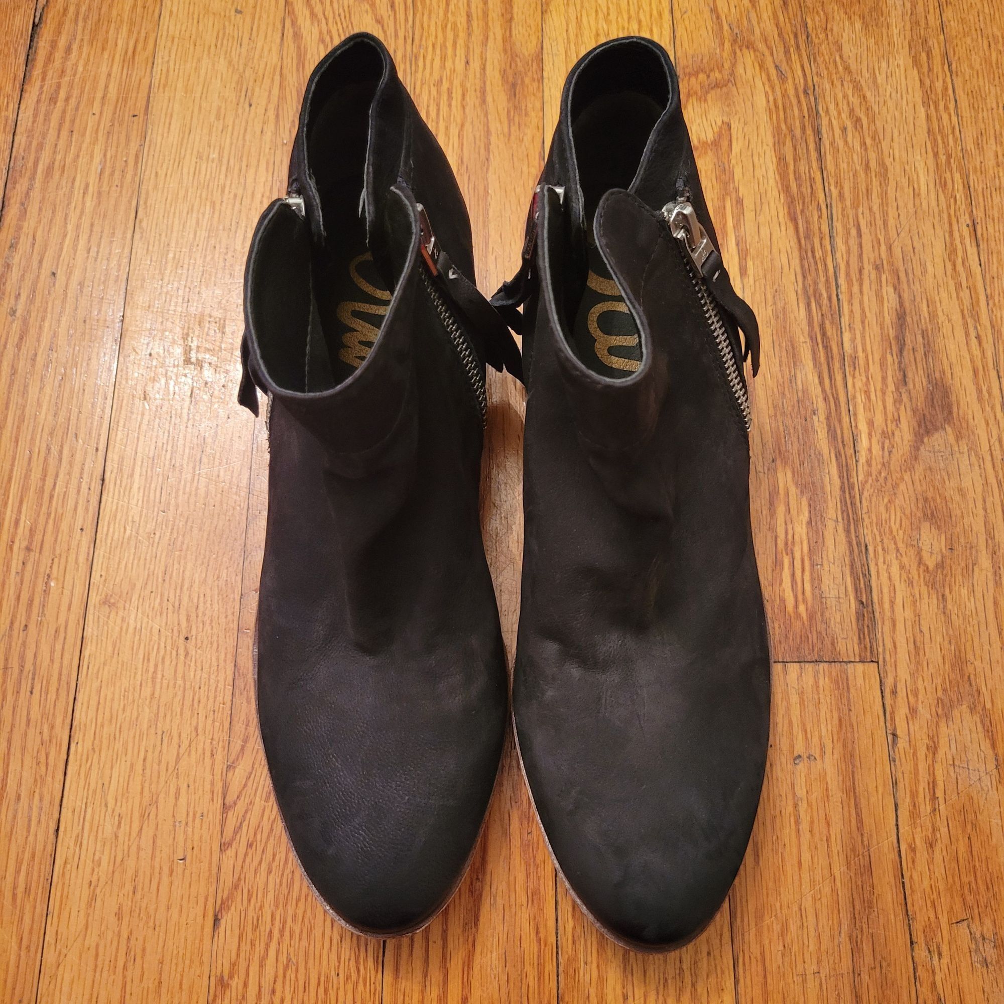 Sam Edelman Sam Edelman 8.5 Black Leather Booties Ankle Boots Stacked He Size US 8.5 / IT 38.5 - 7 Thumbnail