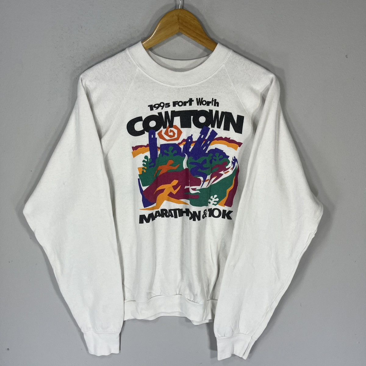 Fruit Of The Loom × Vintage VINTAGE 90s FORT WORTH COWTOWN MARATHON SWEATER RETRO Size US XXL / EU 58 / 5 - 1 Thumbnail