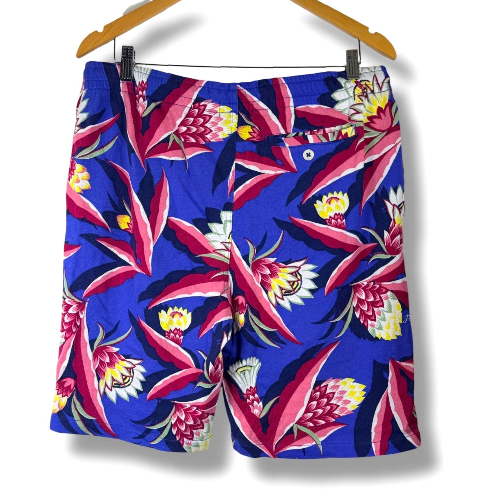 Polo Ralph Lauren Shorts Mens Medium Blue Tropical Floral Terry Cloth 9in Inseam