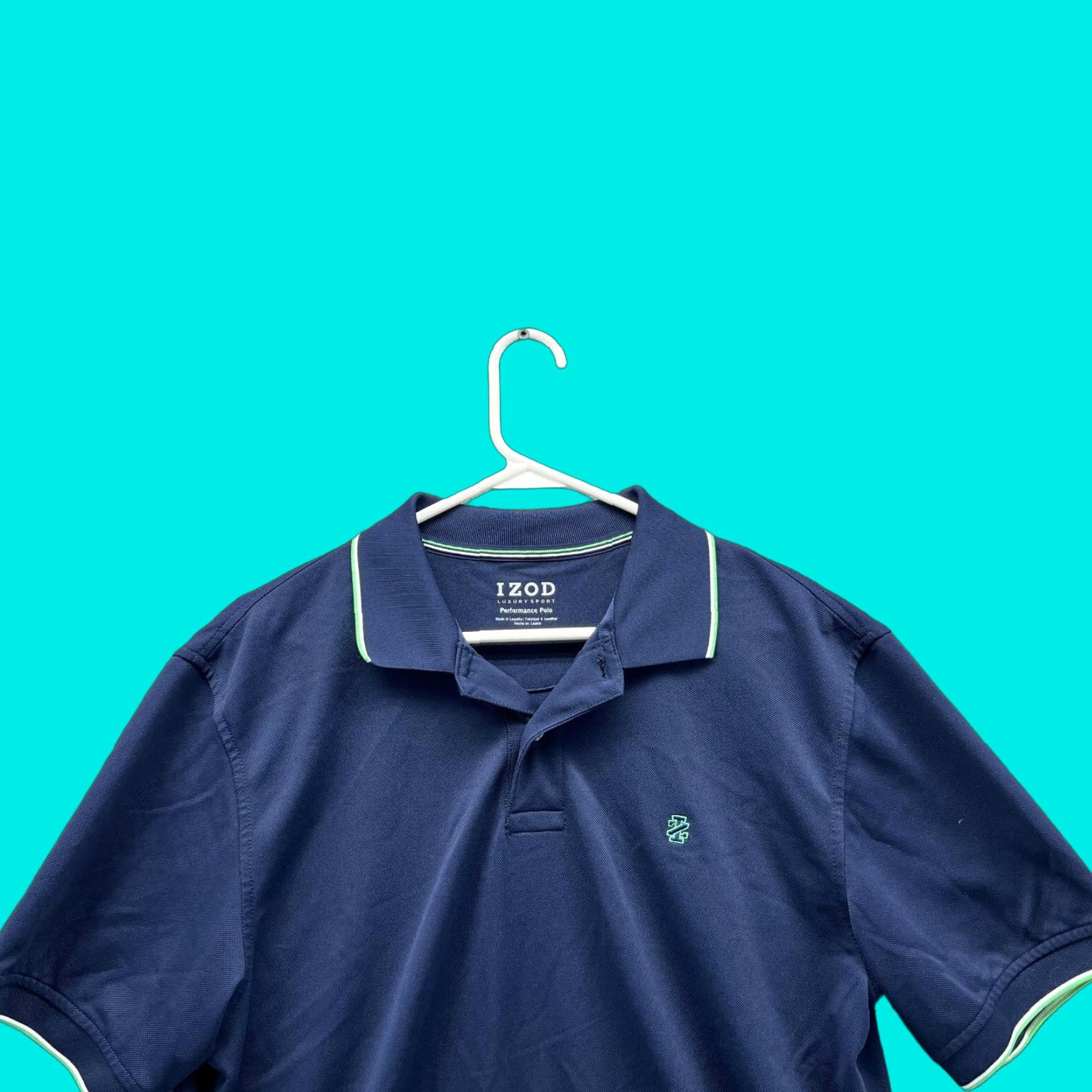 Izod Izod Polo Shirt Men Medium Adult Blue Navy Performance Polyester Shirt M Regular Black? Size US M / EU 48-50 / 2 - 1 Thumbnail
