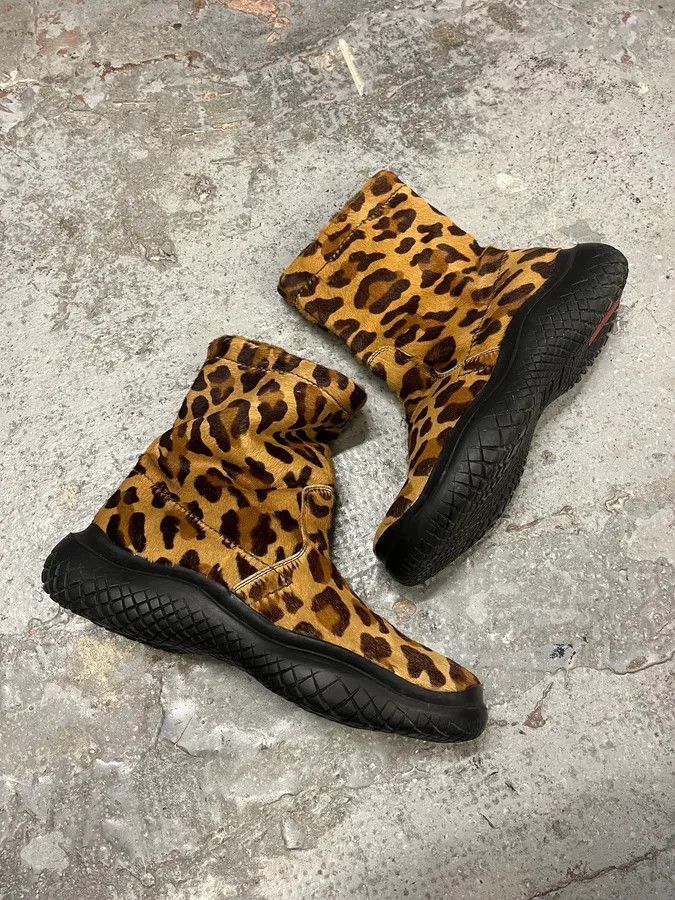 Prada FW1999 Prada Leopard Pony Hair Leather Vibram Boots Size US 6 / IT 36 - 7 Thumbnail