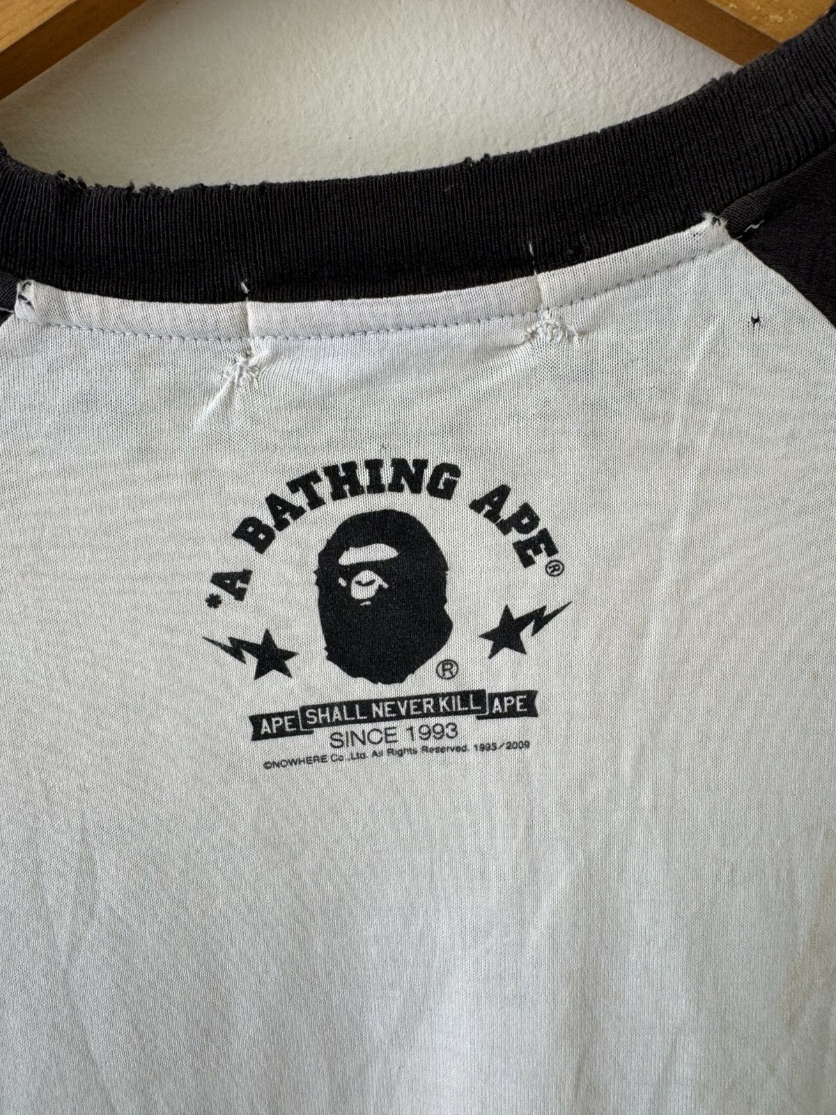Bape VINTAGE BAPE FONT FIRE LOGO 3/4 SLEEVE T SHIRT Size US L / EU 52-54 / 3 - 5 Thumbnail