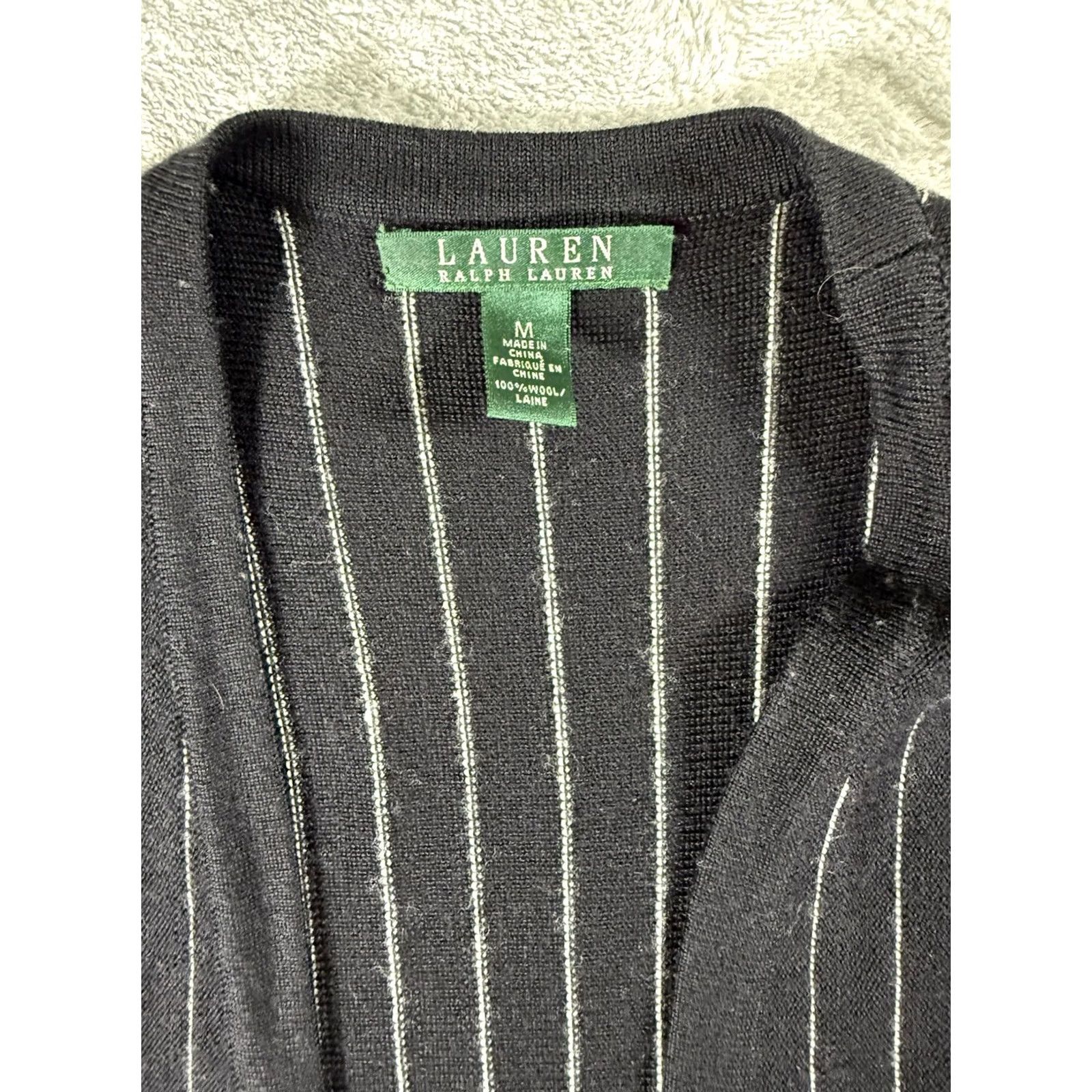 Ralph Lauren Lauren Ralph Lauren Striped Cardigan Womens M Oversized Lagenlook Preppy Black Size M / US 6-8 / IT 42-44 - 3 Thumbnail
