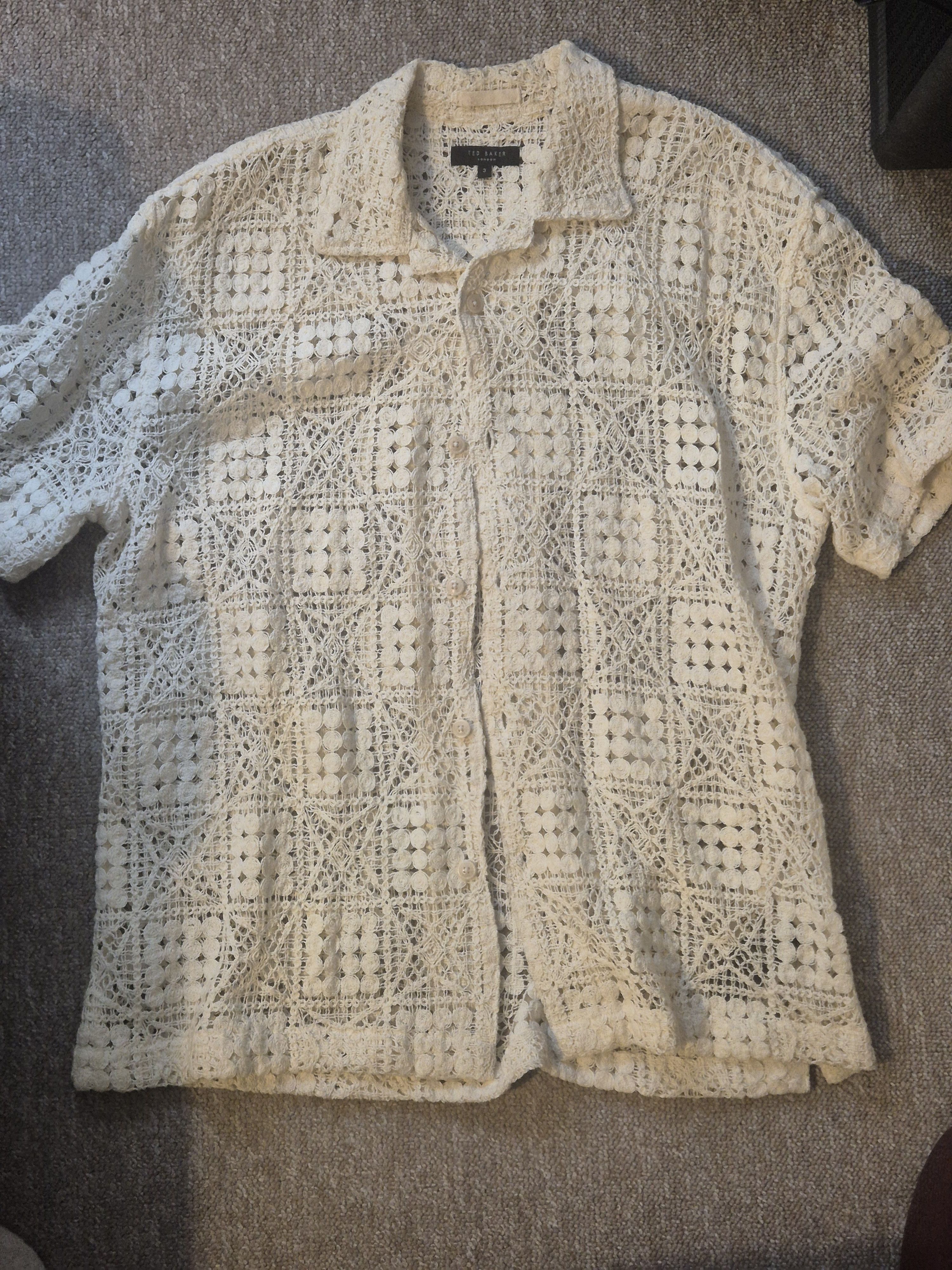 Ted Baker TED BAKER SS Mackk crochet cotton-blend shirt Size US L / EU 52-54 / 3 - 1 Thumbnail