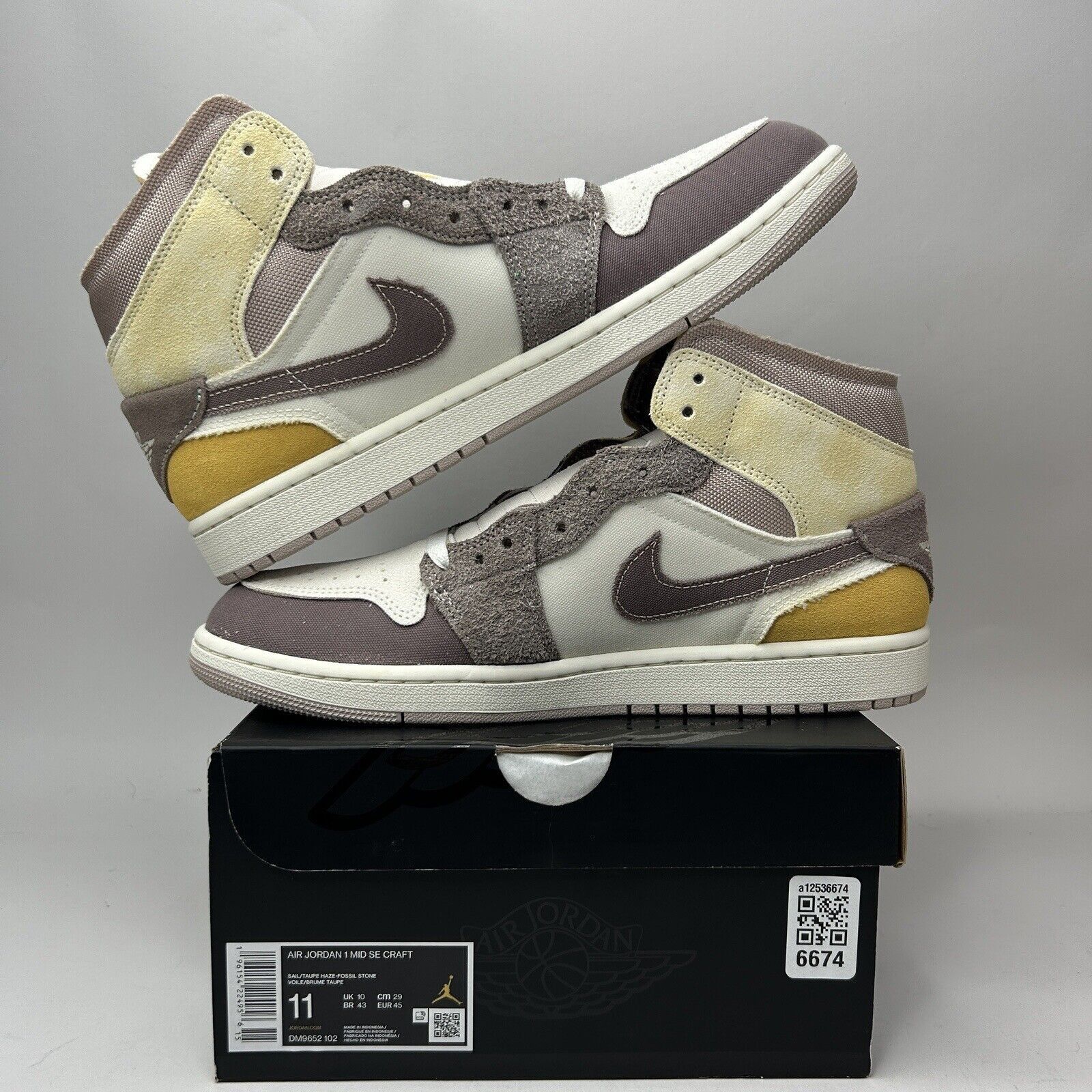 Jordan Brand Nike Air Jordan 1 Retro Mid SE Craft “Taupe Haze” 2023 Size US 11 / EU 44 - 3 Thumbnail