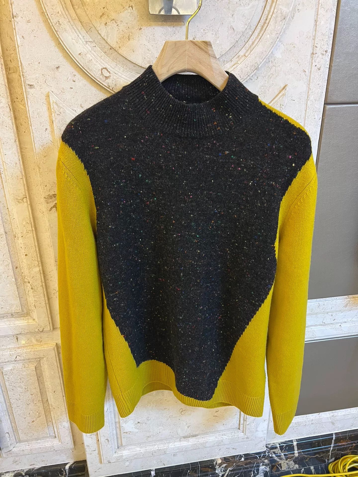 Hermes Black Yellow Colorblock Sweater