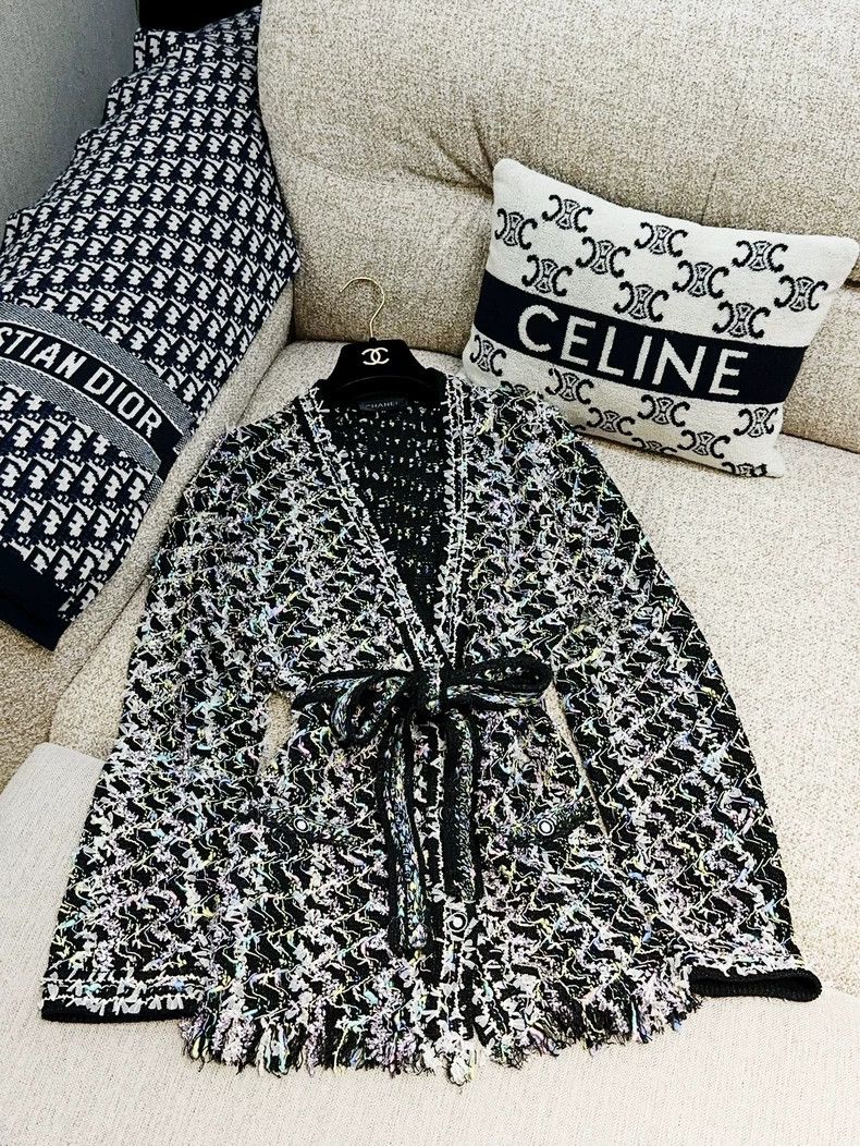 Chanel Chanel 22P black background illusion wavy tassel knitted c Size XXS / US 00 / IT 34 - 3 Thumbnail