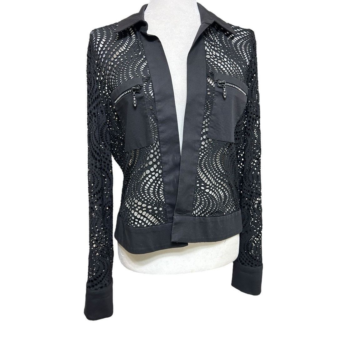 Joseph Ribkoff Joseph Ribkoff Black Open Front Jacket With Rhinestone Embel Size L / US 10 / IT 46 - 1 Thumbnail