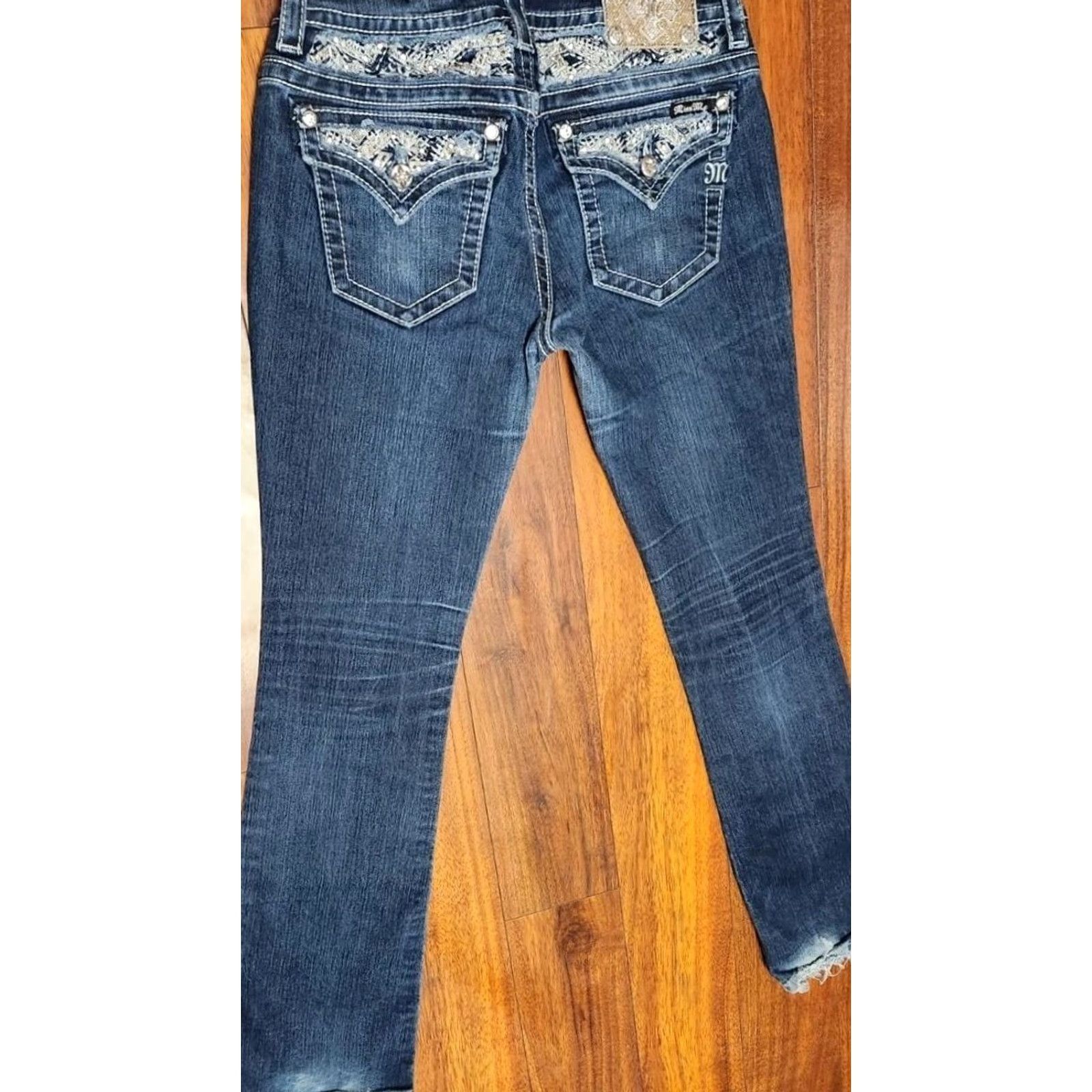 Miss Me MISS ME Signature boot cut jeans Women's 29x33 Denim Bling 5-Pocket Pockets Blue Jeans Size 29 Regular Womens Jeans JE8178BL Size 29" - 2 Thumbnail