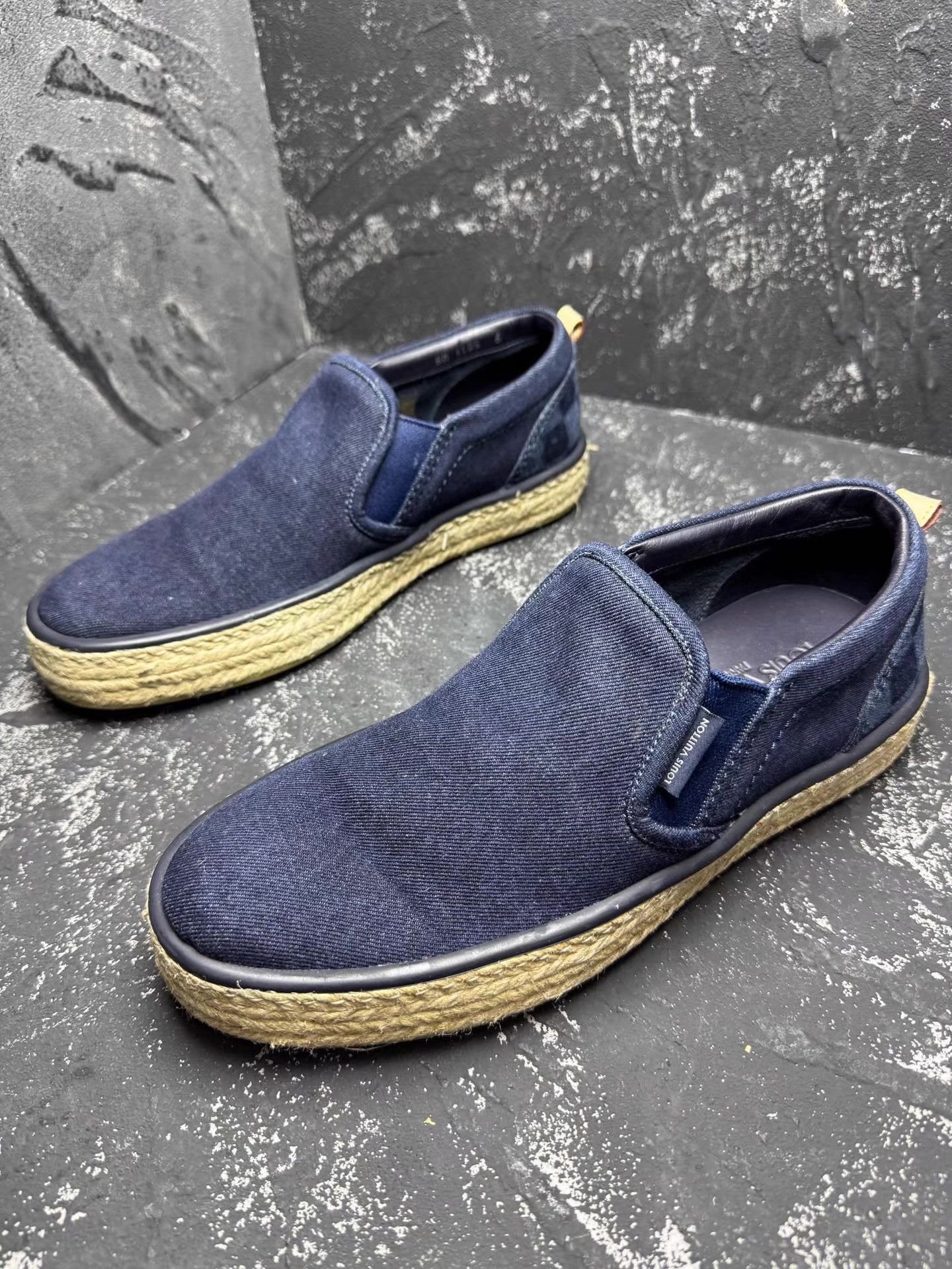 Louis Vuitton LV Denim Damier Raffia Espadrilles Q10 Size US 7 / EU 40 - 1 Thumbnail