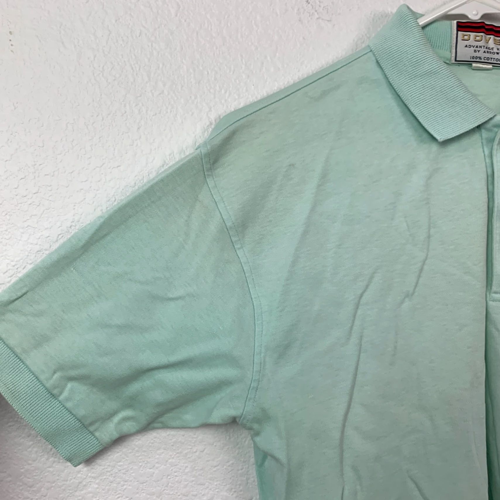Arrow VINTAGE Dover Arrow Polo Shirt Mint Green 100% Cotton Regular M Mens Collar-Down Short Sleeve 90s Theme Size US M / EU 48-50 / 2 - 2 Thumbnail