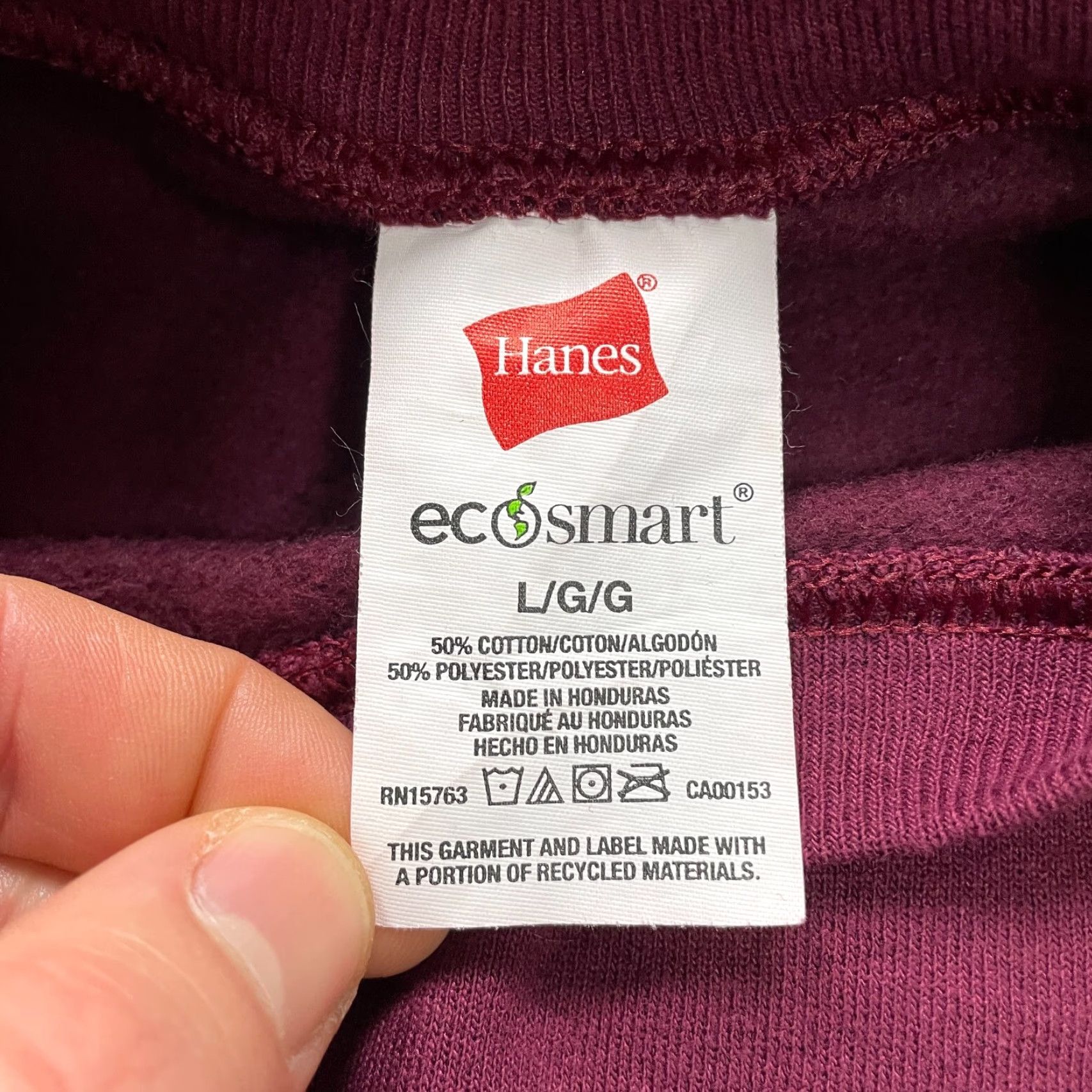 Hanes VINTAGE: No — Hanes Ecosmart Pullover Sweatshirt Mens Large Maroon Crew Neck Fleece Casual Hands Off Size US L / EU 52-54 / 3 - 5 Thumbnail