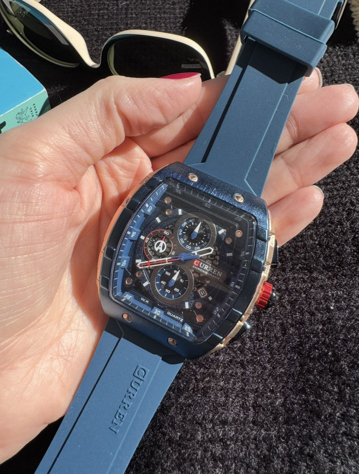 Curren Chronograph Navy Men's Sport Wristwatch Quartz Brand New Size ONE SIZE - 3 Thumbnail