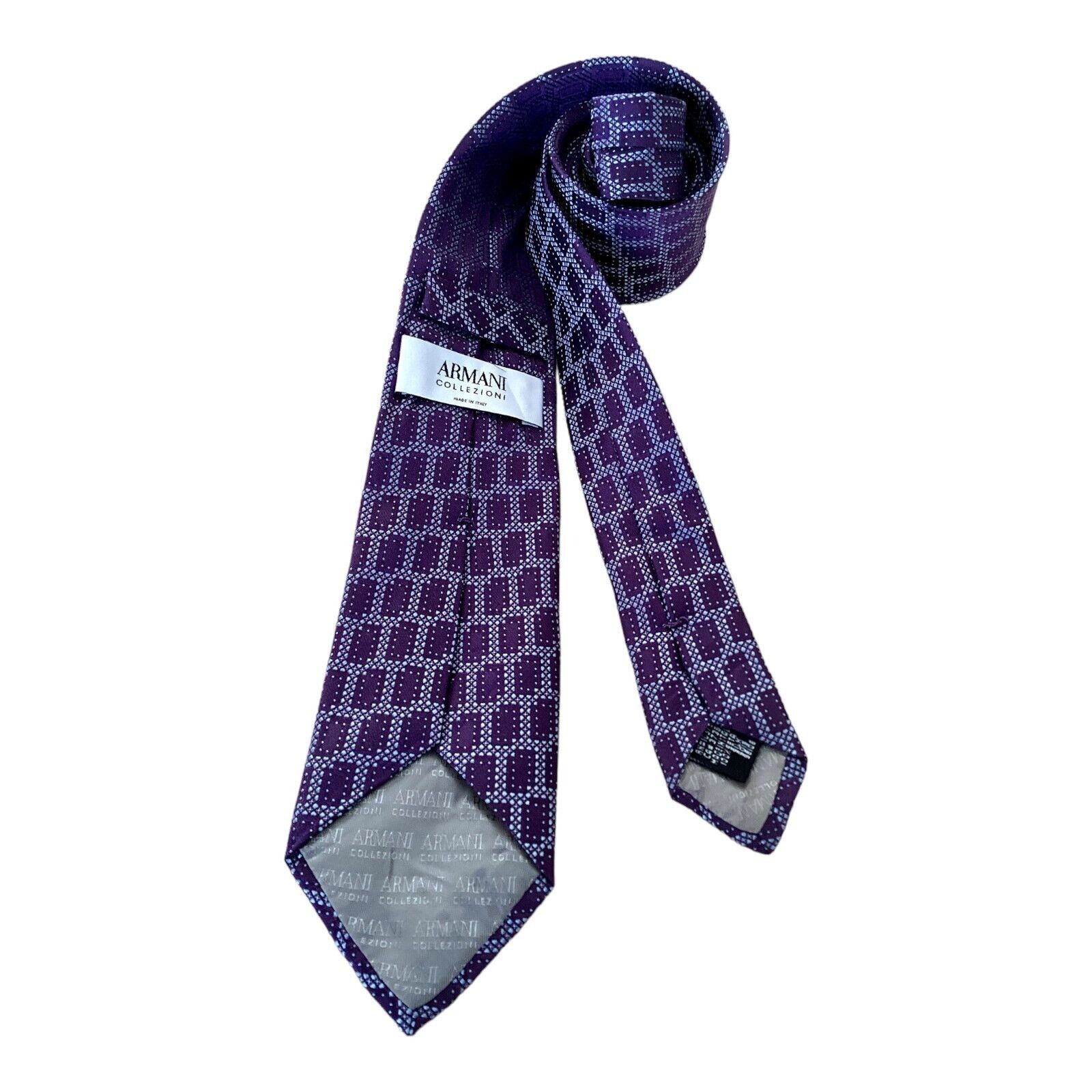 Armani ARMANI COLLEZIONI Purple Geometric Luxury Silk Tie Made In I Size ONE SIZE - 2 Thumbnail