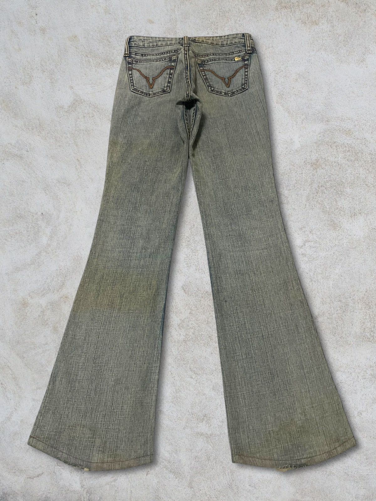 Nude Bad Girl Nuve Fade Wash Wax And Leather Style Flare Jeans Size 26" / US 2 / IT 38 - 4 Thumbnail