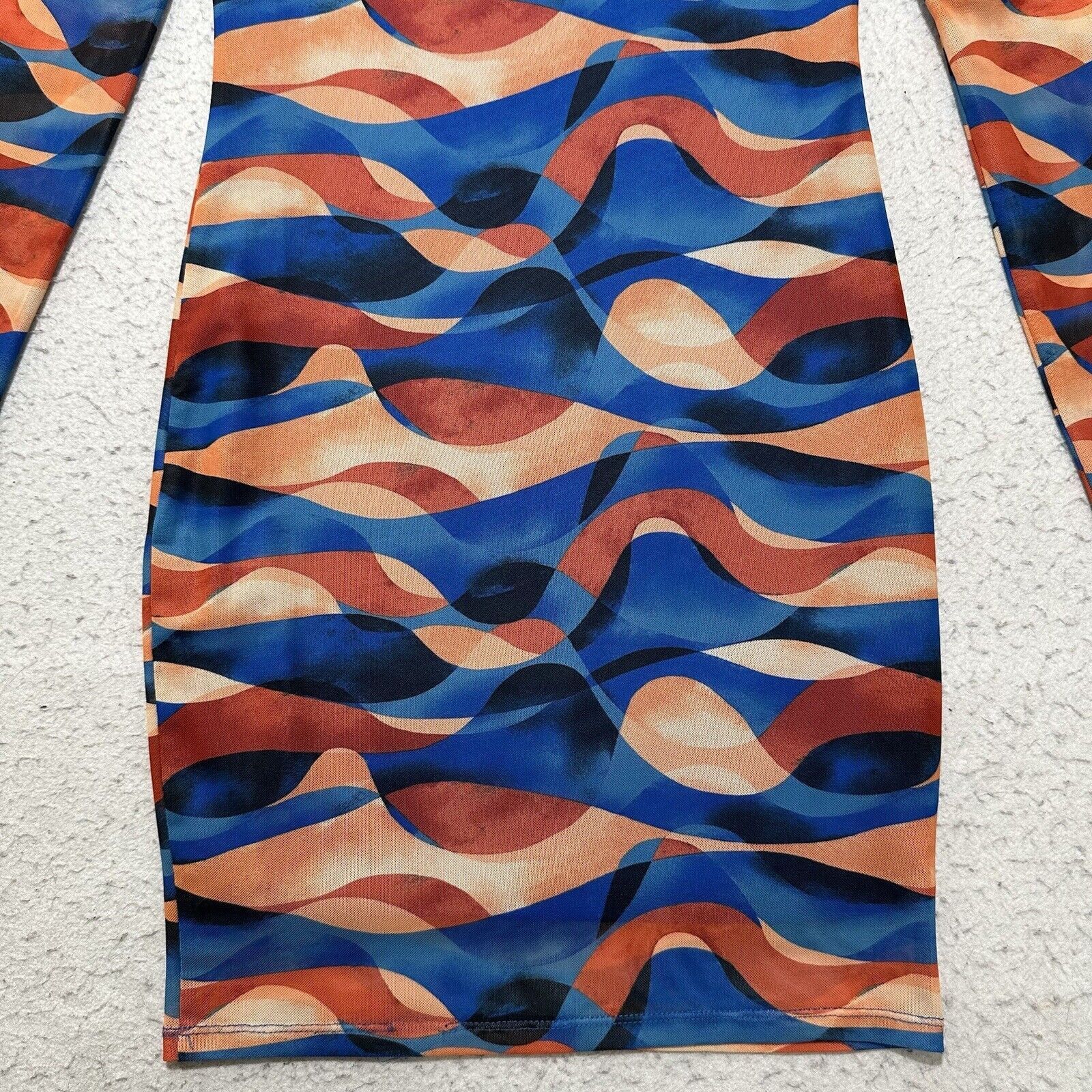 Forever 21 Forever 21 Small Abstract Print Blue Orange Mesh Mini Dress Size S / US 4 / IT 40 - 14 Thumbnail