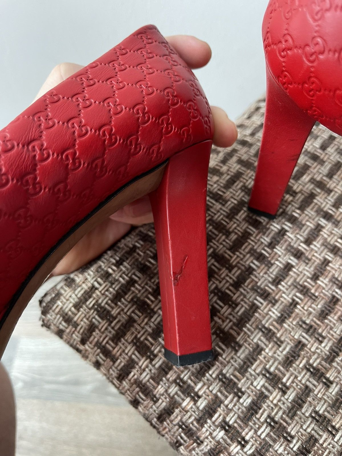 Gucci Authentic GUCCI Red Guccissima Leather Heels Pumps Size 37.5 Size US 7.5 / IT 37.5 - 12 Thumbnail