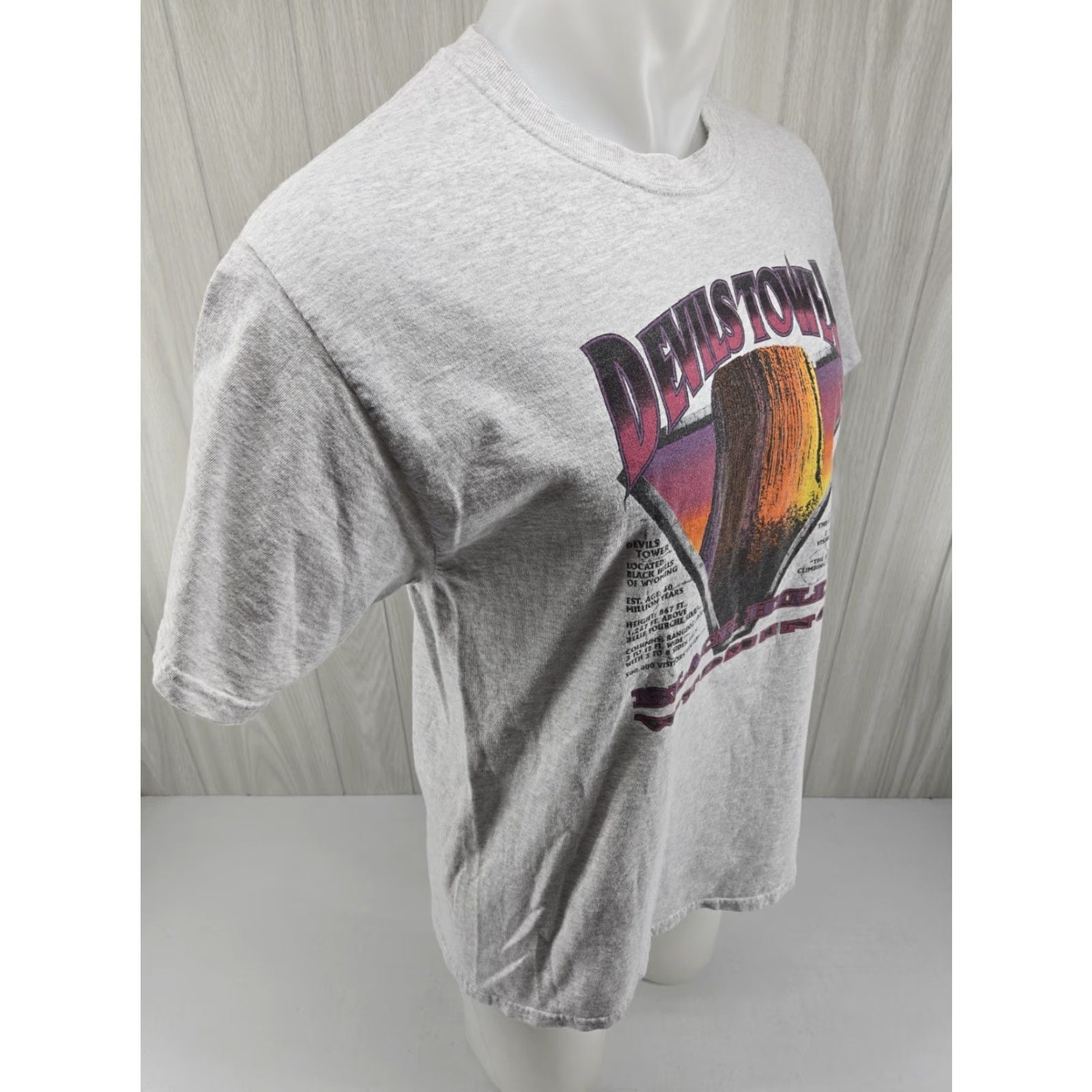 Port & Company VTG 90s Devils Tower Wyoming Gray Shirt Graphic Tee Port & Company L Men Casual T-Shirt Size US L / EU 52-54 / 3 - 7 Thumbnail