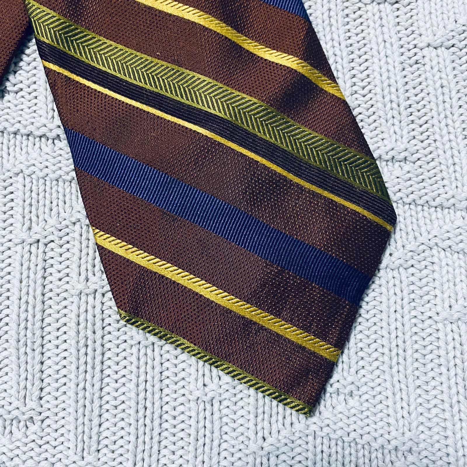 Altea Altea brown striped handmade Italian silk tie Size ONE SIZE - 2 Thumbnail