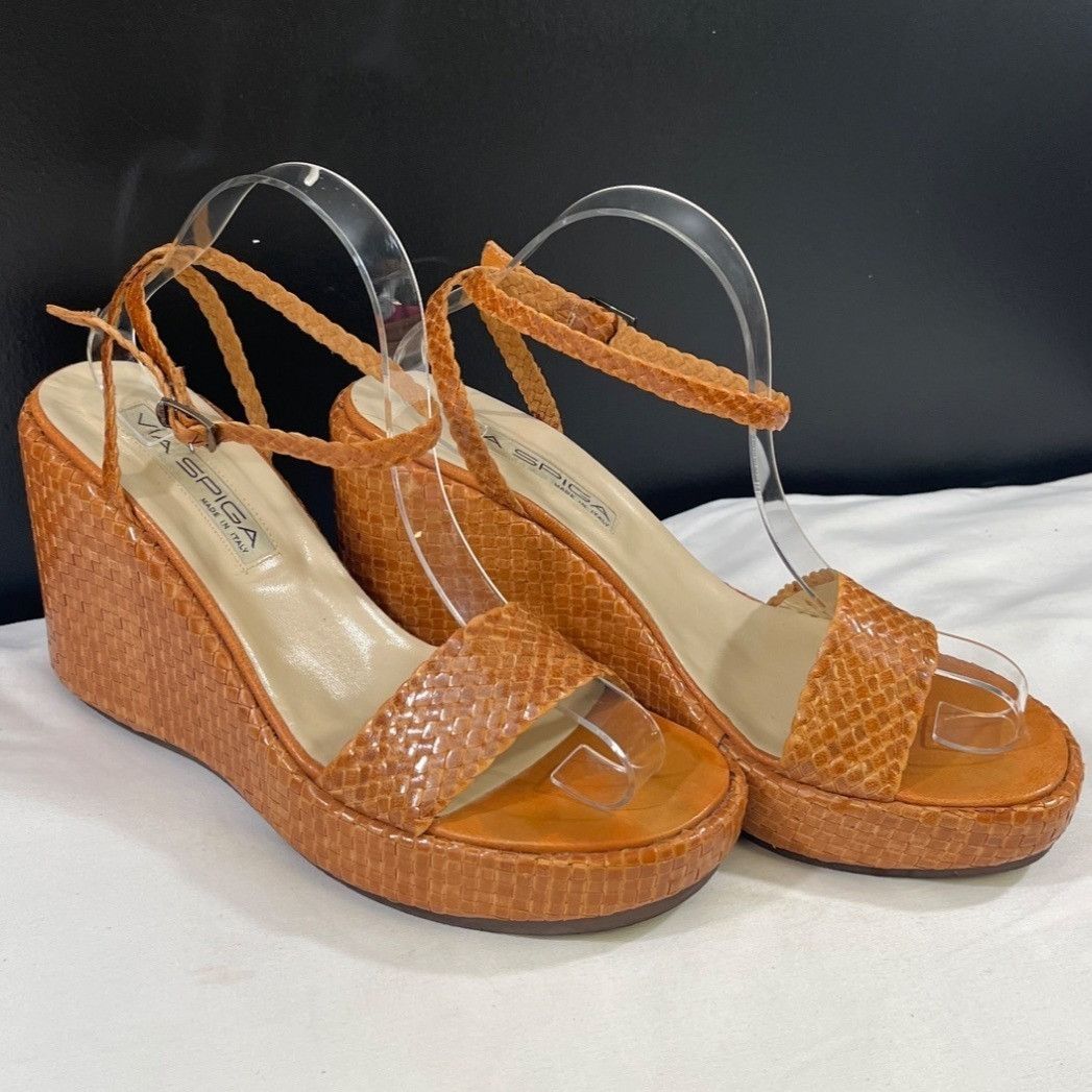 Other Via Spiga Women's Tan Woven Shoes/Heels Size 10M SKU 5580 Size US 10 / IT 40 - 1 Thumbnail